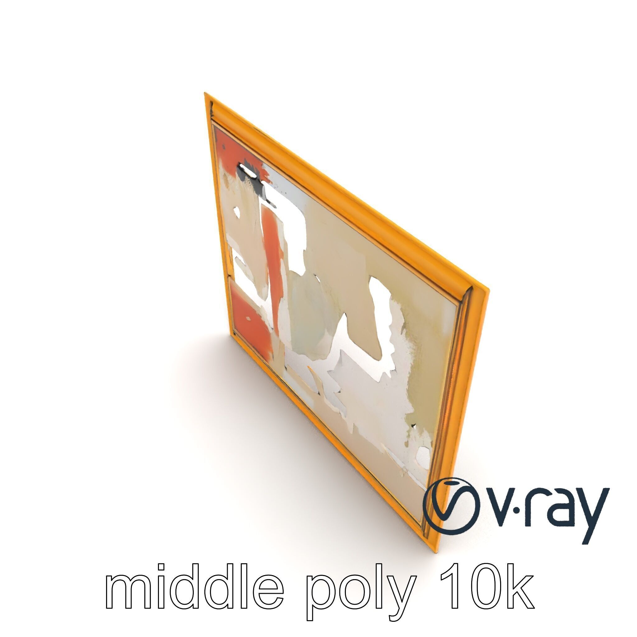 Abstract Art Gold Frame Painting model pack Low-poly 3D model_15