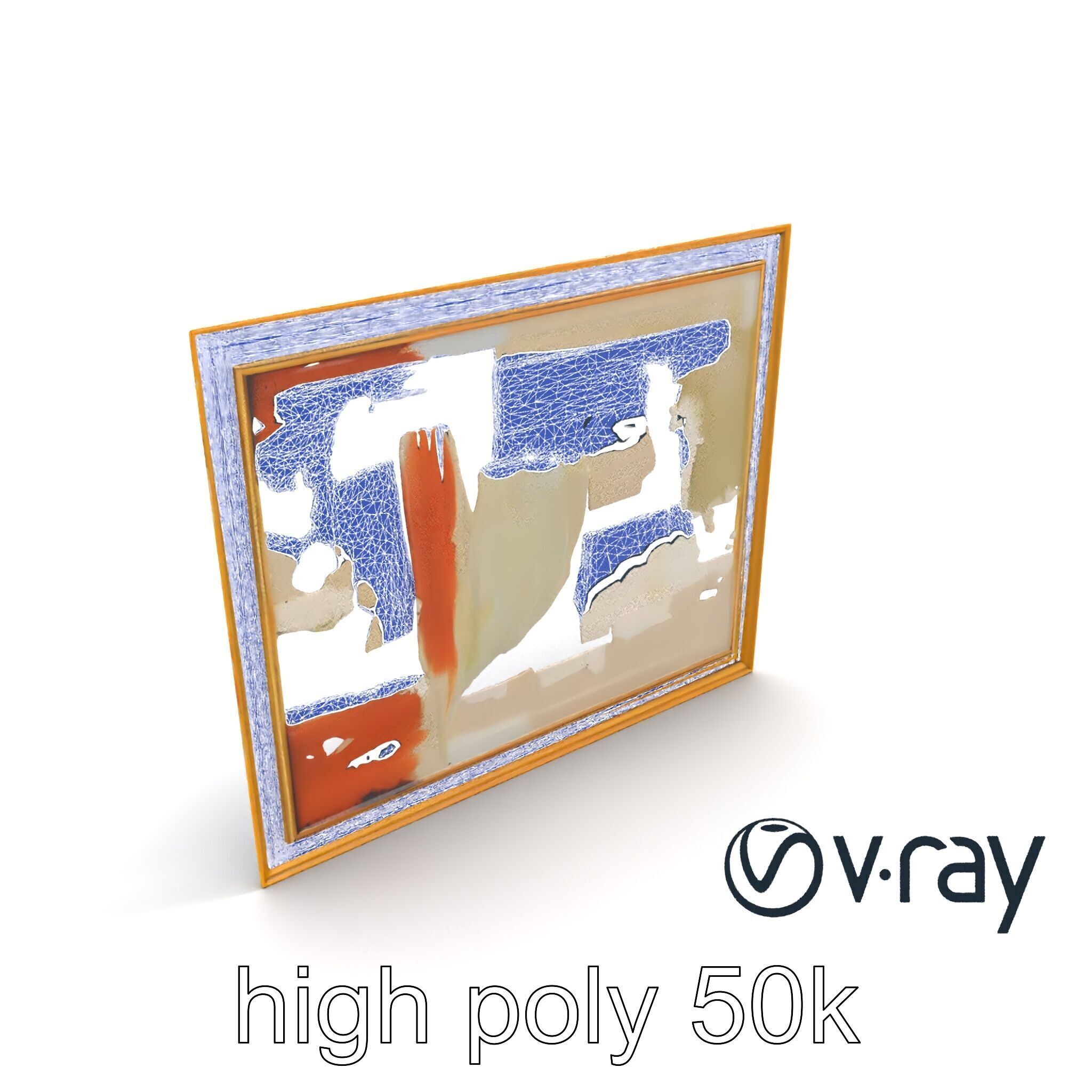 Abstract Art Gold Frame Painting model pack Low-poly 3D model_26