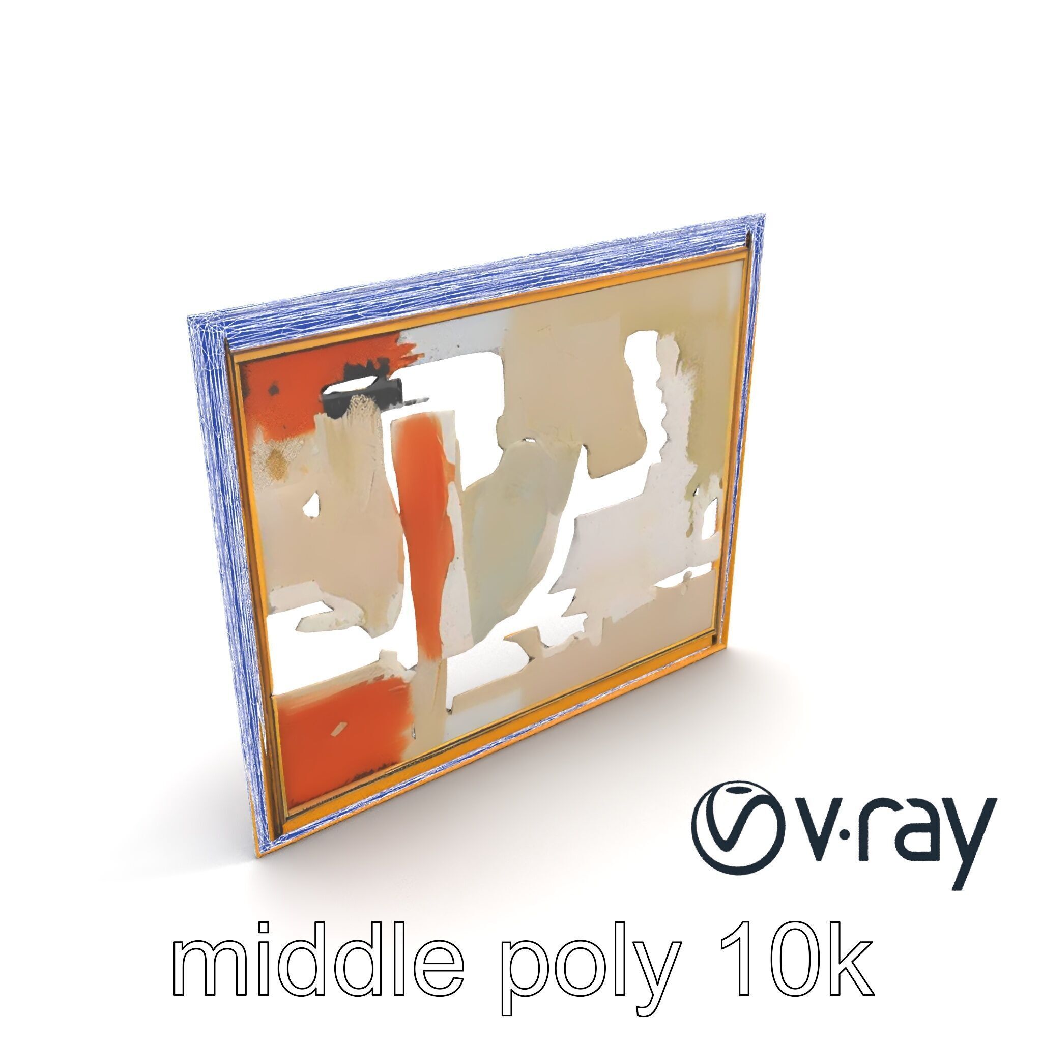 Abstract Art Gold Frame Painting model pack Low-poly 3D model_28