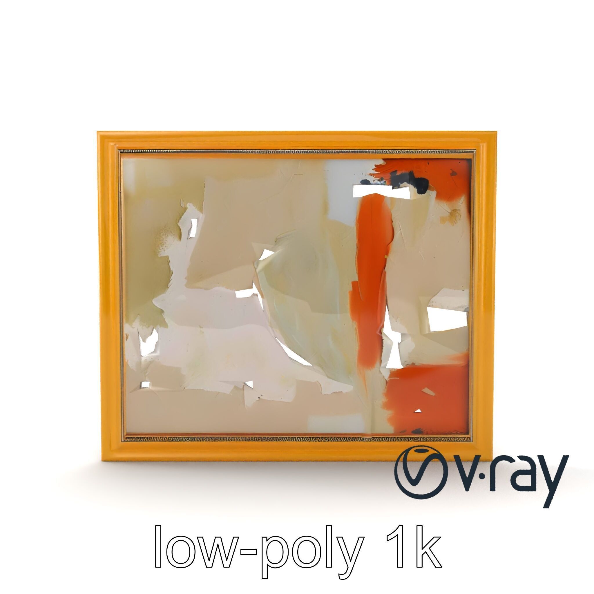 Abstract Art Gold Frame Painting model pack Low-poly 3D model_22