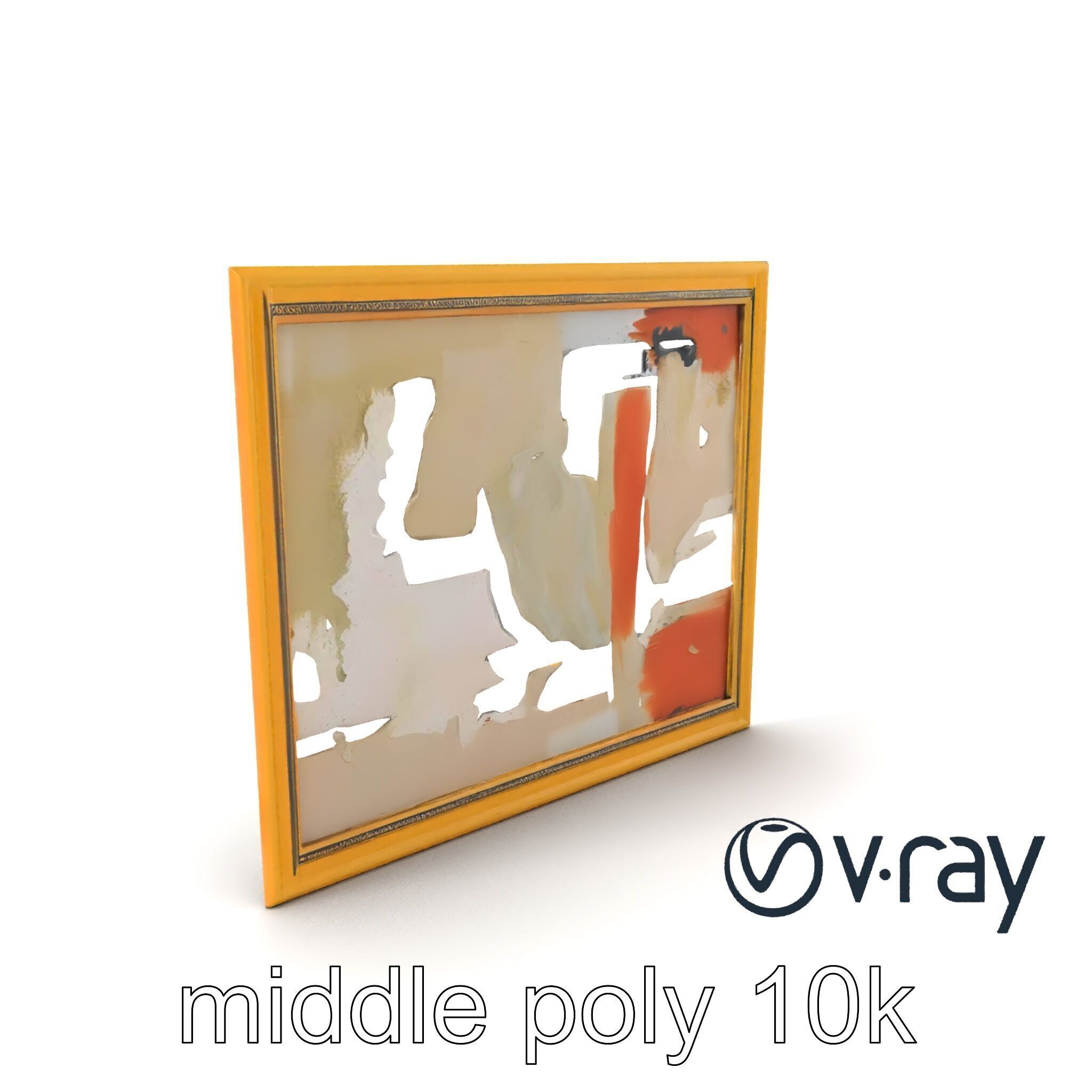 Abstract Art Gold Frame Painting model pack Low-poly 3D model_9
