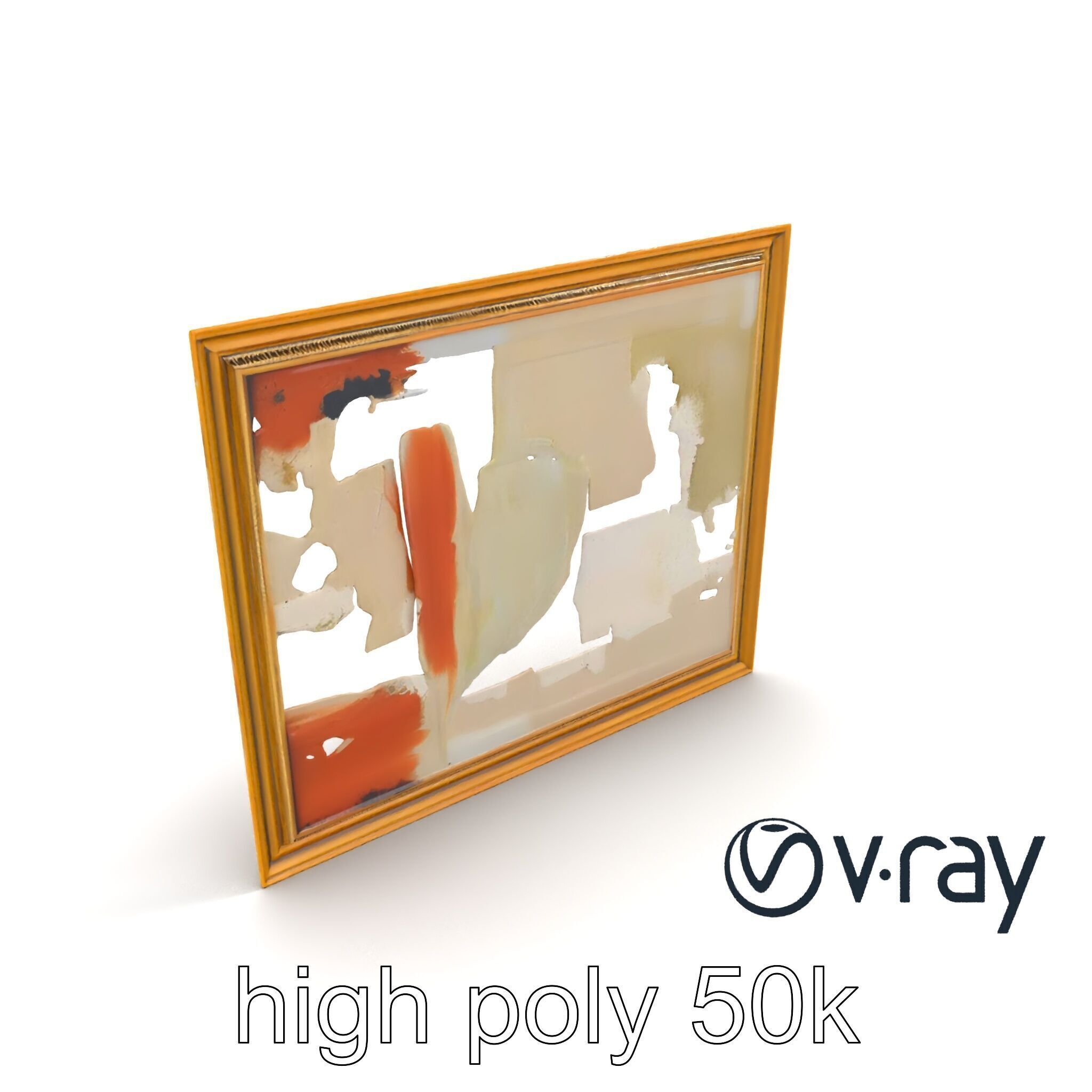 Abstract Art Gold Frame Painting model pack Low-poly 3D model_11
