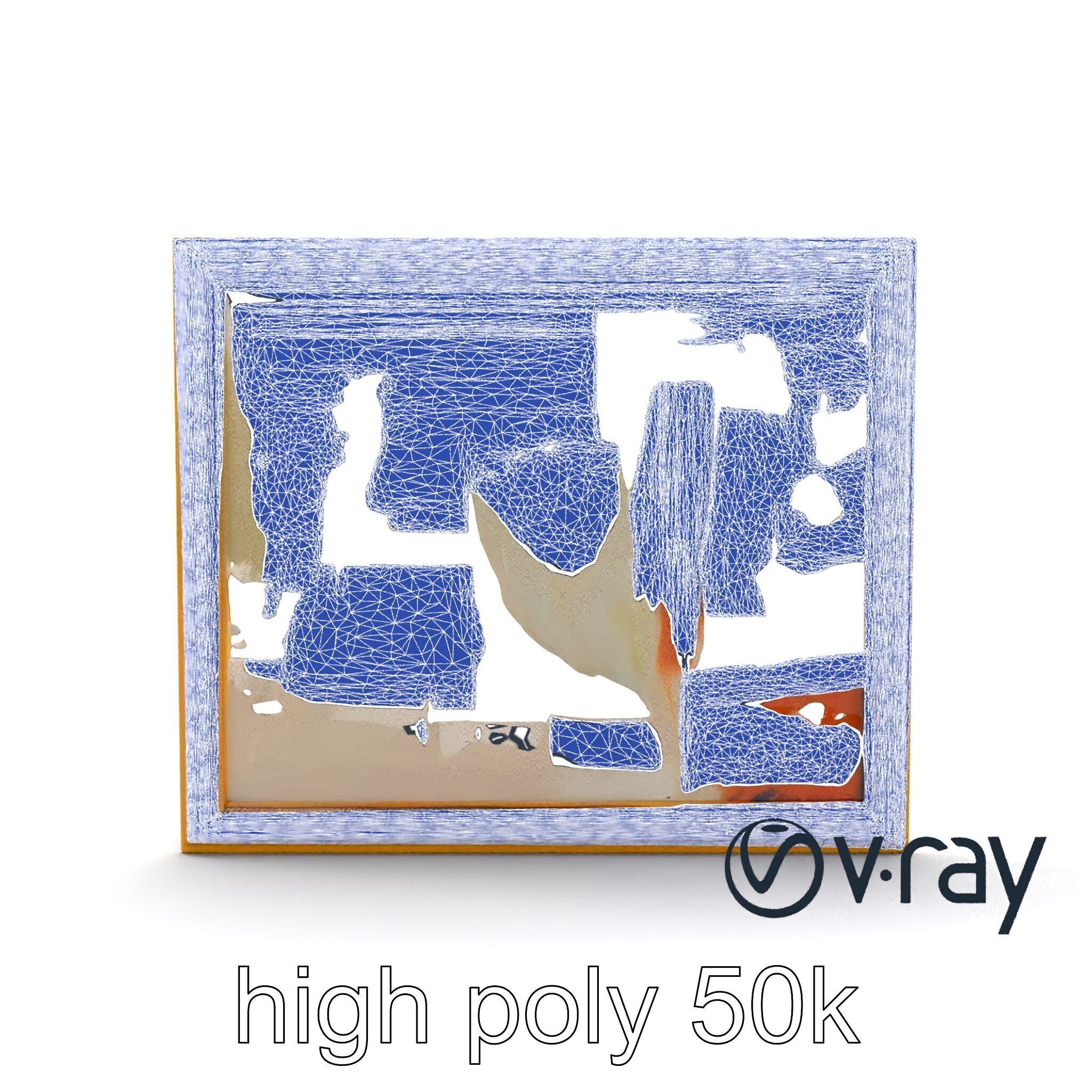 Abstract Art Gold Frame Painting model pack Low-poly 3D model_36