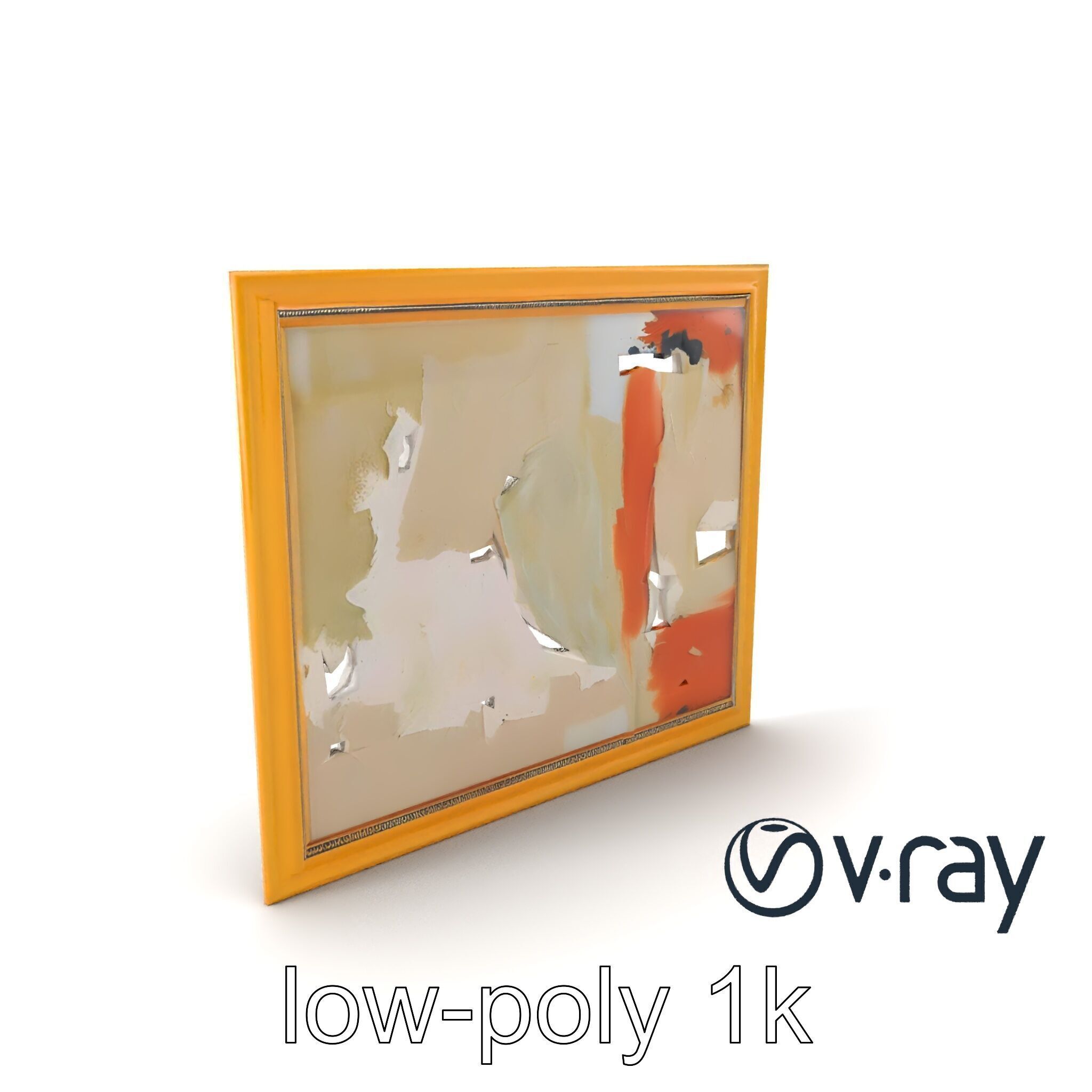 Abstract Art Gold Frame Painting model pack Low-poly 3D model_10