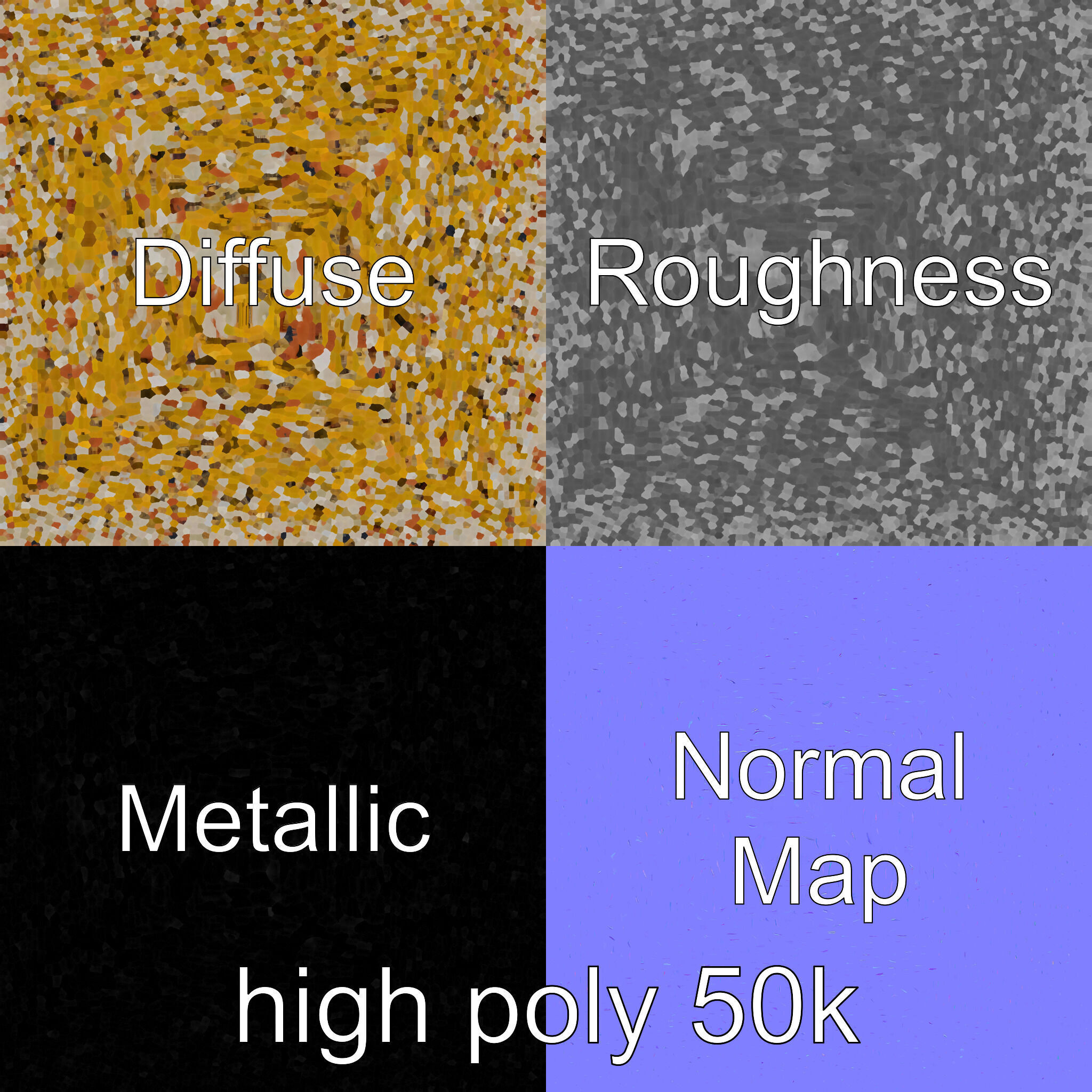 Abstract Art Gold Frame Painting model pack Low-poly 3D model_5