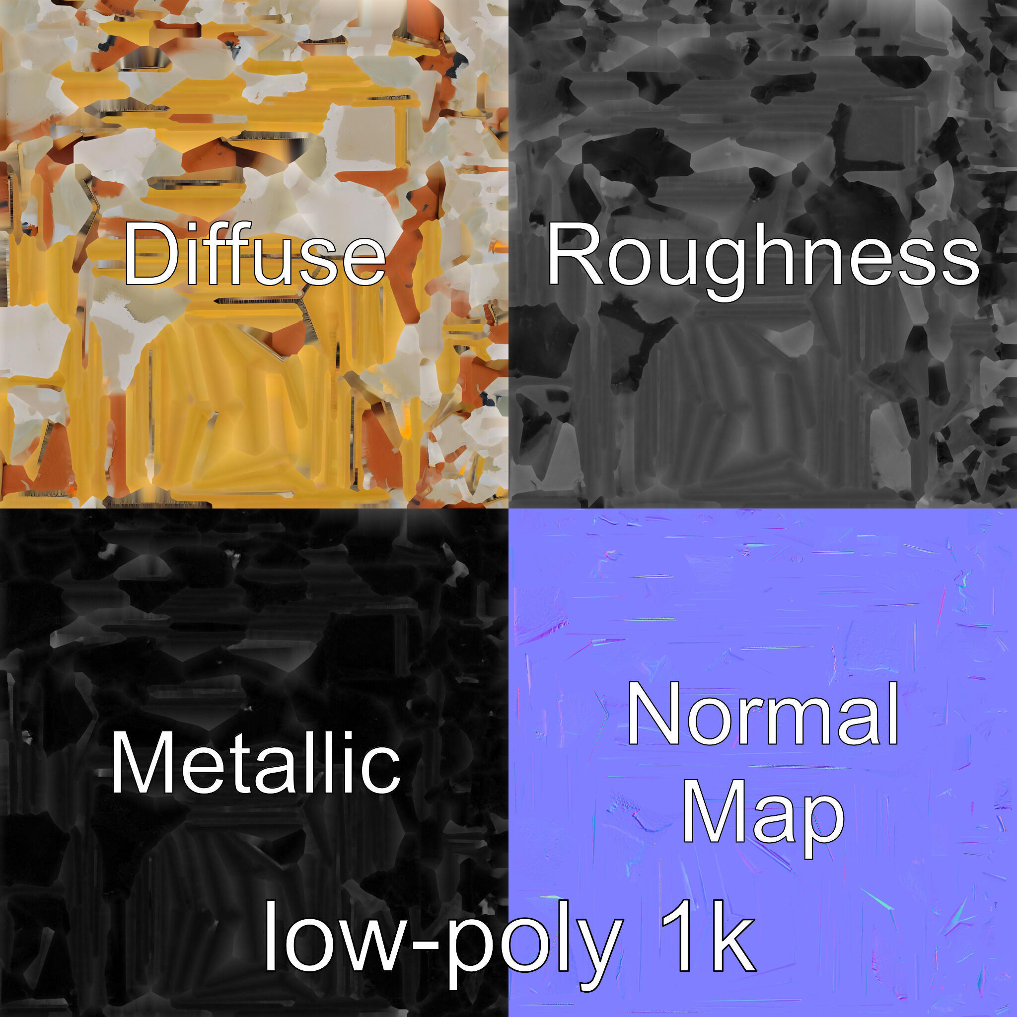 Abstract Art Gold Frame Painting model pack Low-poly 3D model_7