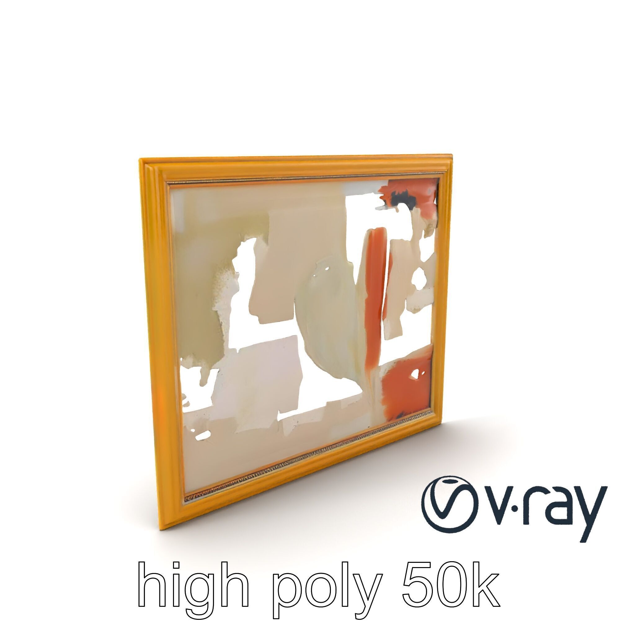 Abstract Art Gold Frame Painting model pack Low-poly 3D model_8