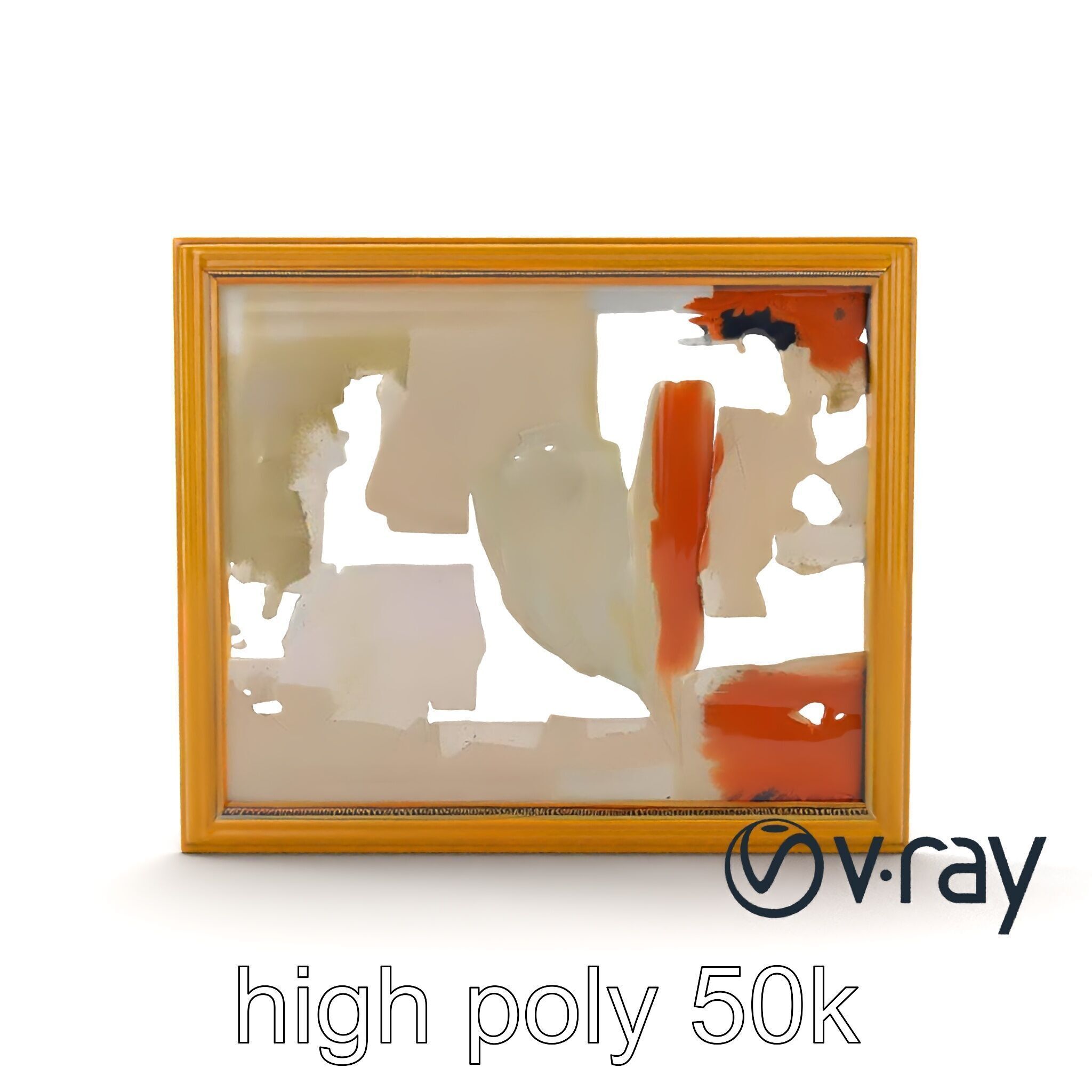 Abstract Art Gold Frame Painting model pack Low-poly 3D model_19