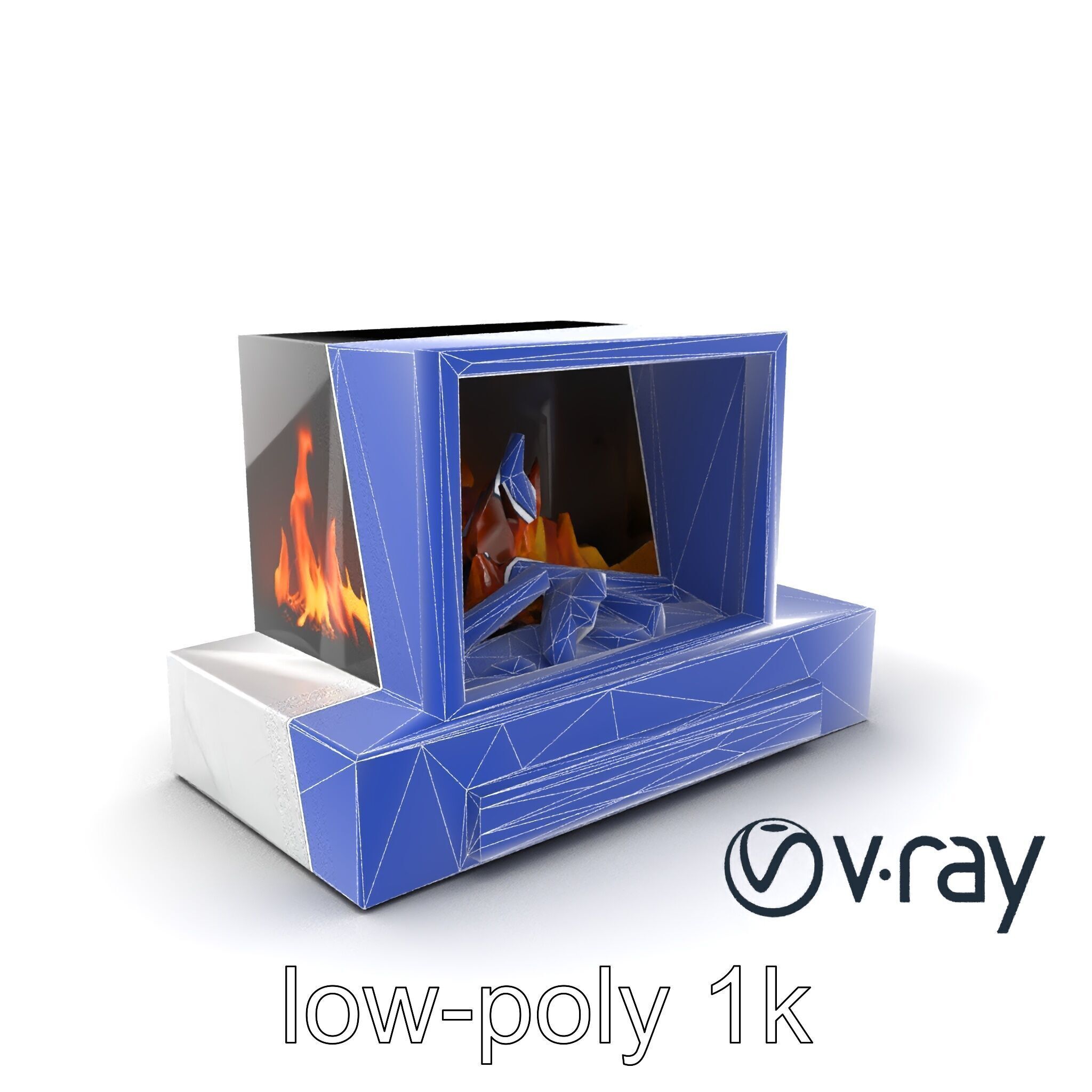 Modern Electric Fireplace with Portal model pack Low-poly 3D model_29