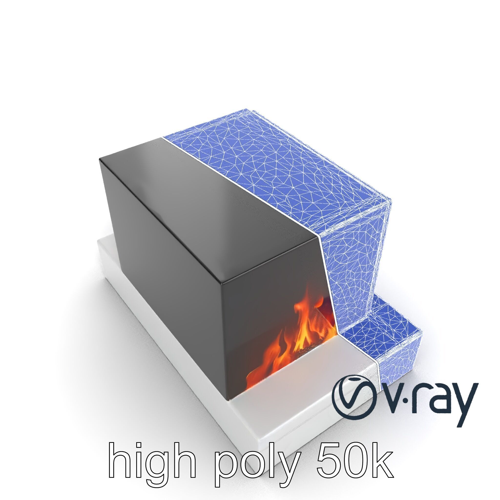 Modern Electric Fireplace with Portal model pack Low-poly 3D model_31