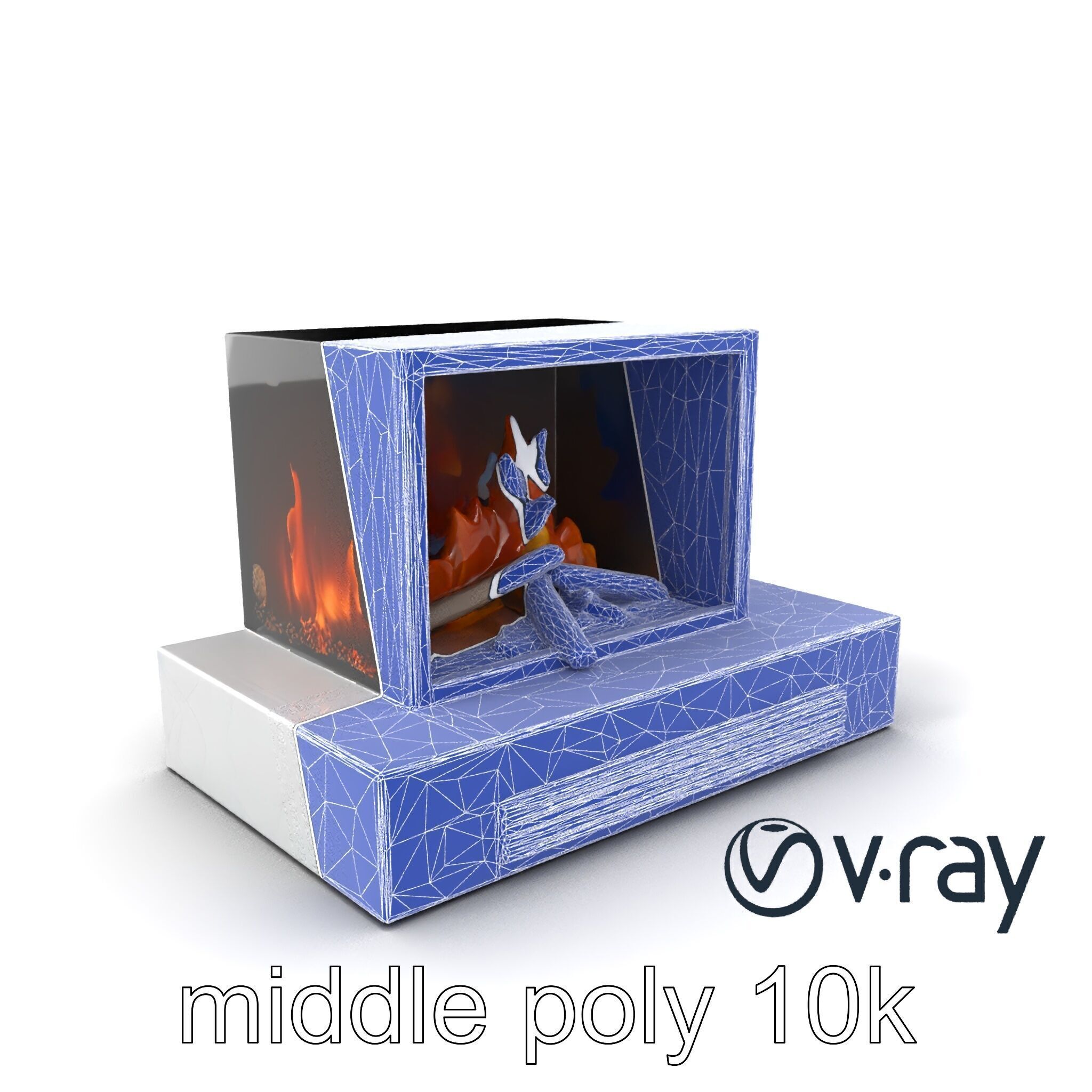 Modern Electric Fireplace with Portal model pack Low-poly 3D model_30