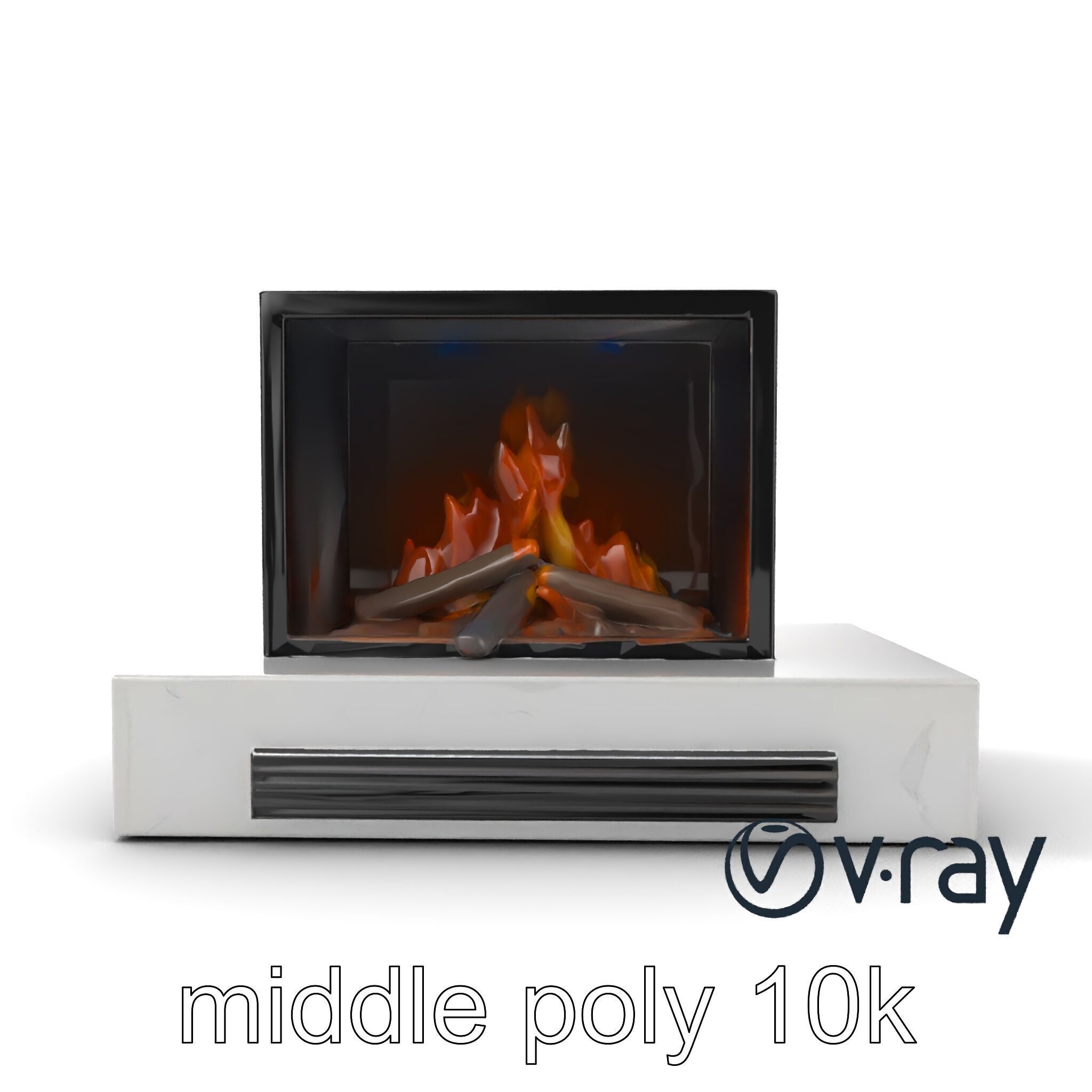 Modern Electric Fireplace with Portal model pack Low-poly 3D model_21