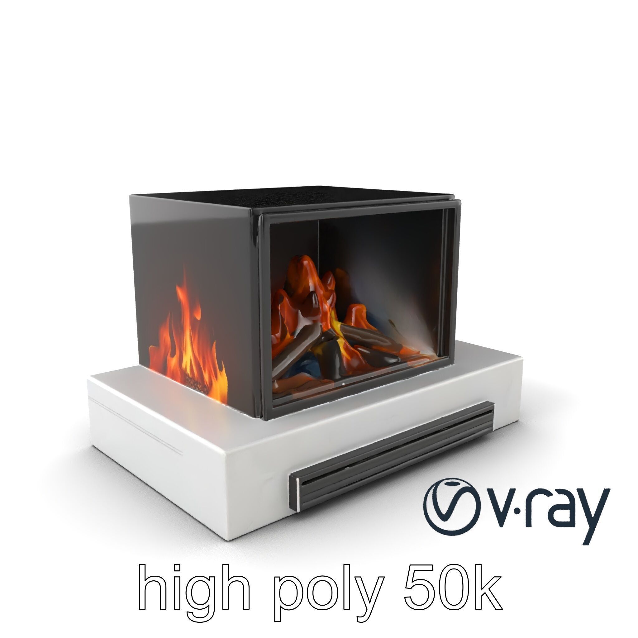 Modern Electric Fireplace with Portal model pack Low-poly 3D model_8
