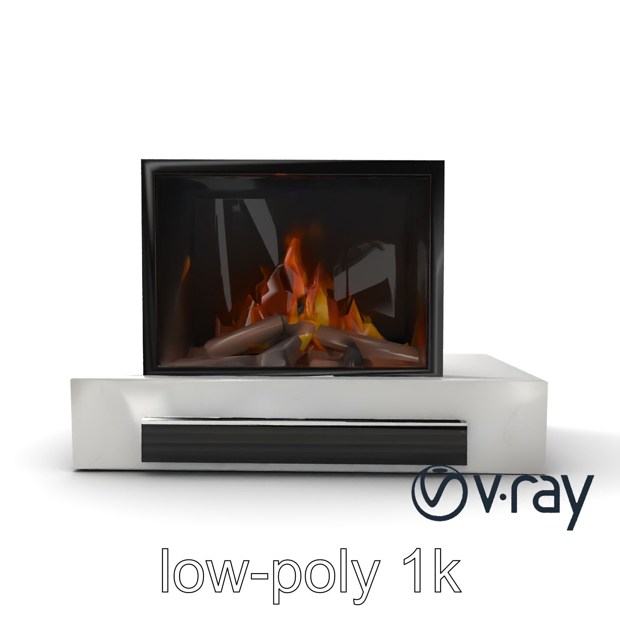 Modern Electric Fireplace with Portal model pack Low-poly 3D model_15