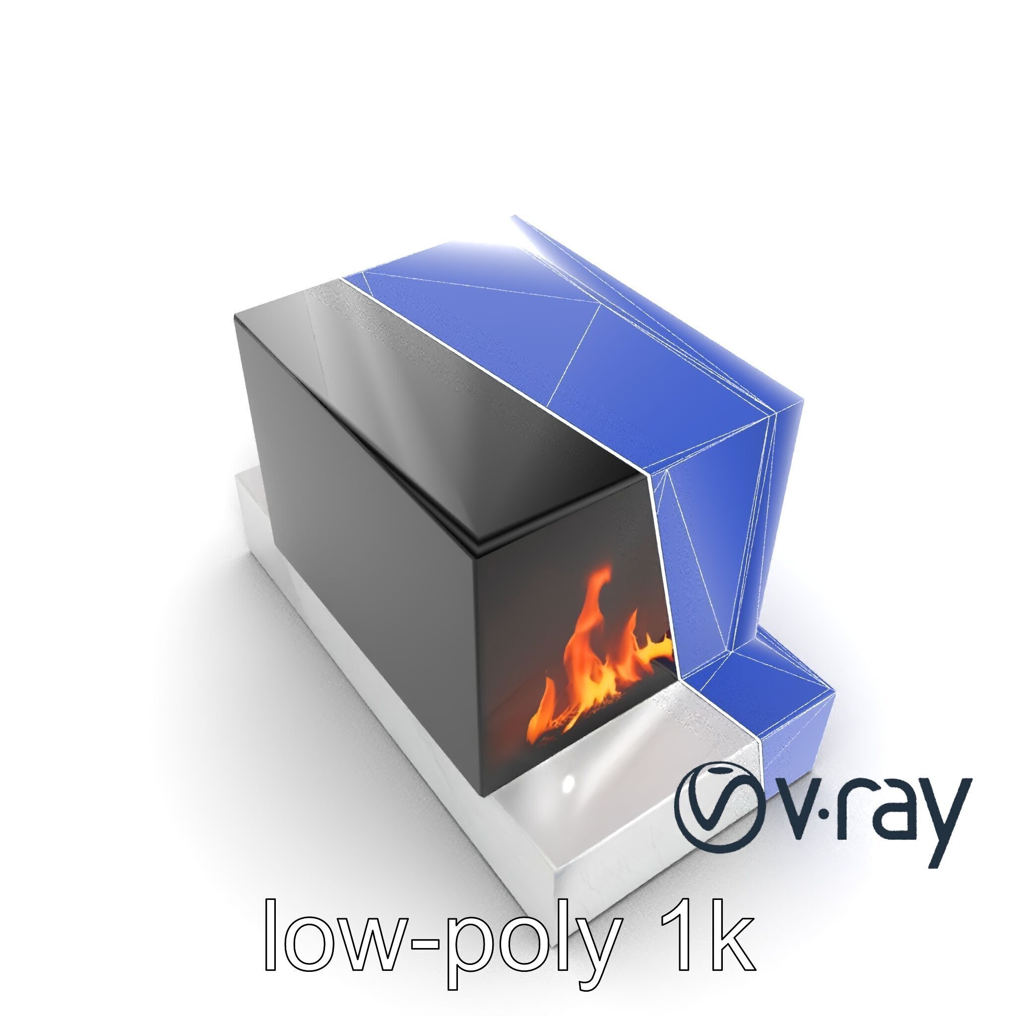 Modern Electric Fireplace with Portal model pack Low-poly 3D model_22