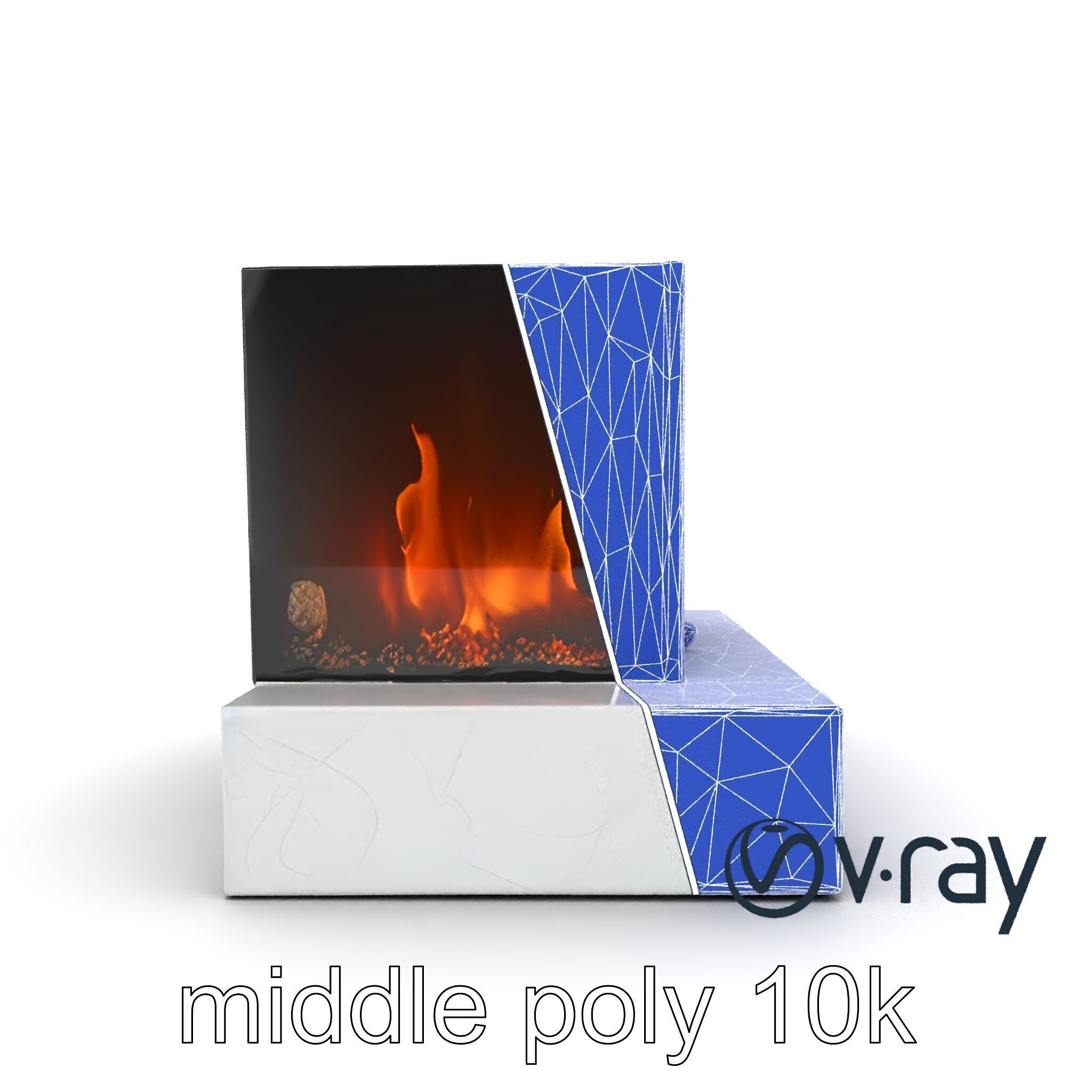 Modern Electric Fireplace with Portal model pack Low-poly 3D model_20