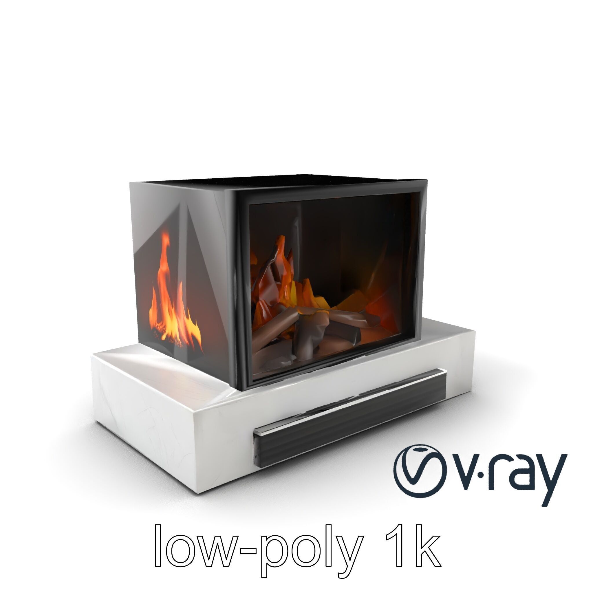 Modern Electric Fireplace with Portal model pack Low-poly 3D model_10