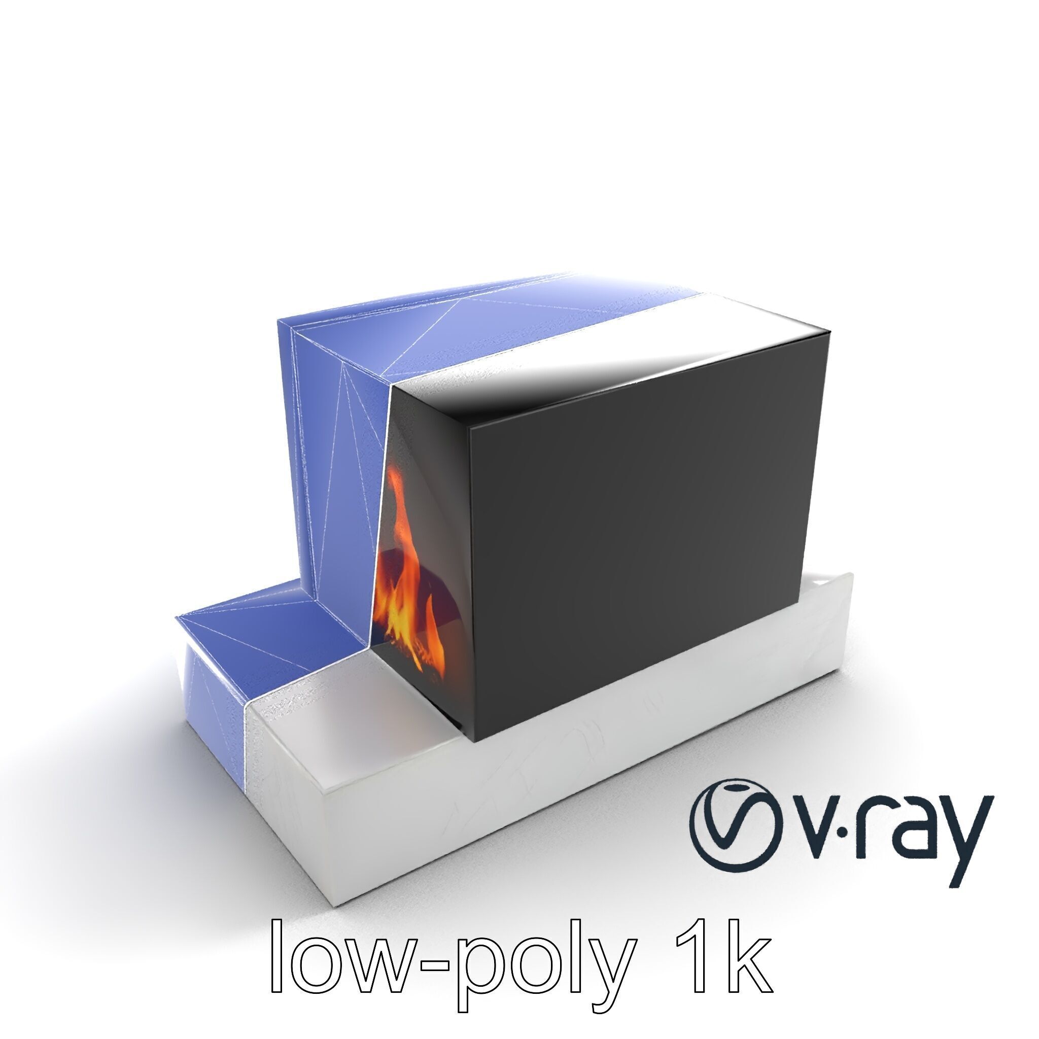 Modern Electric Fireplace with Portal model pack Low-poly 3D model_28