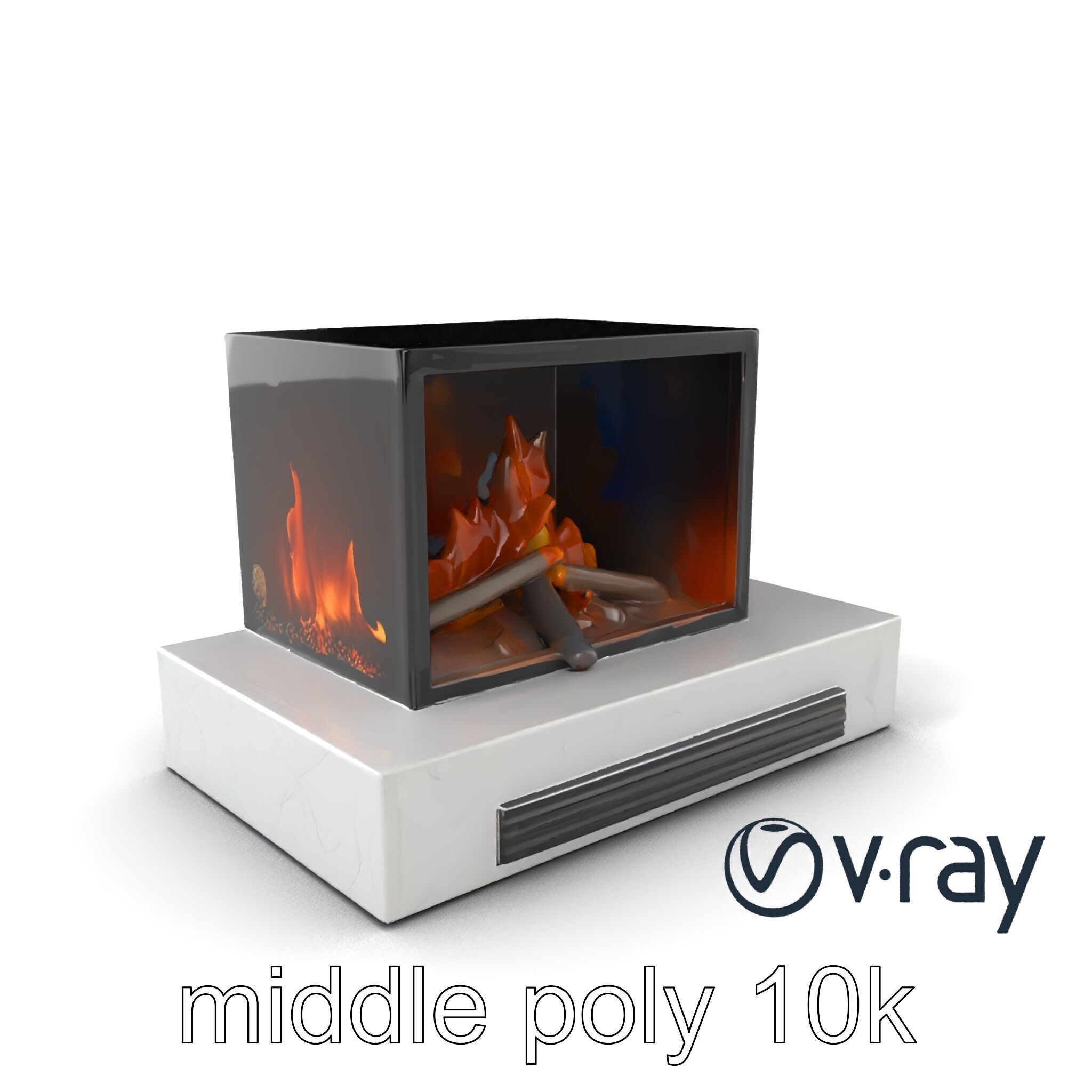 Modern Electric Fireplace with Portal model pack Low-poly 3D model_9