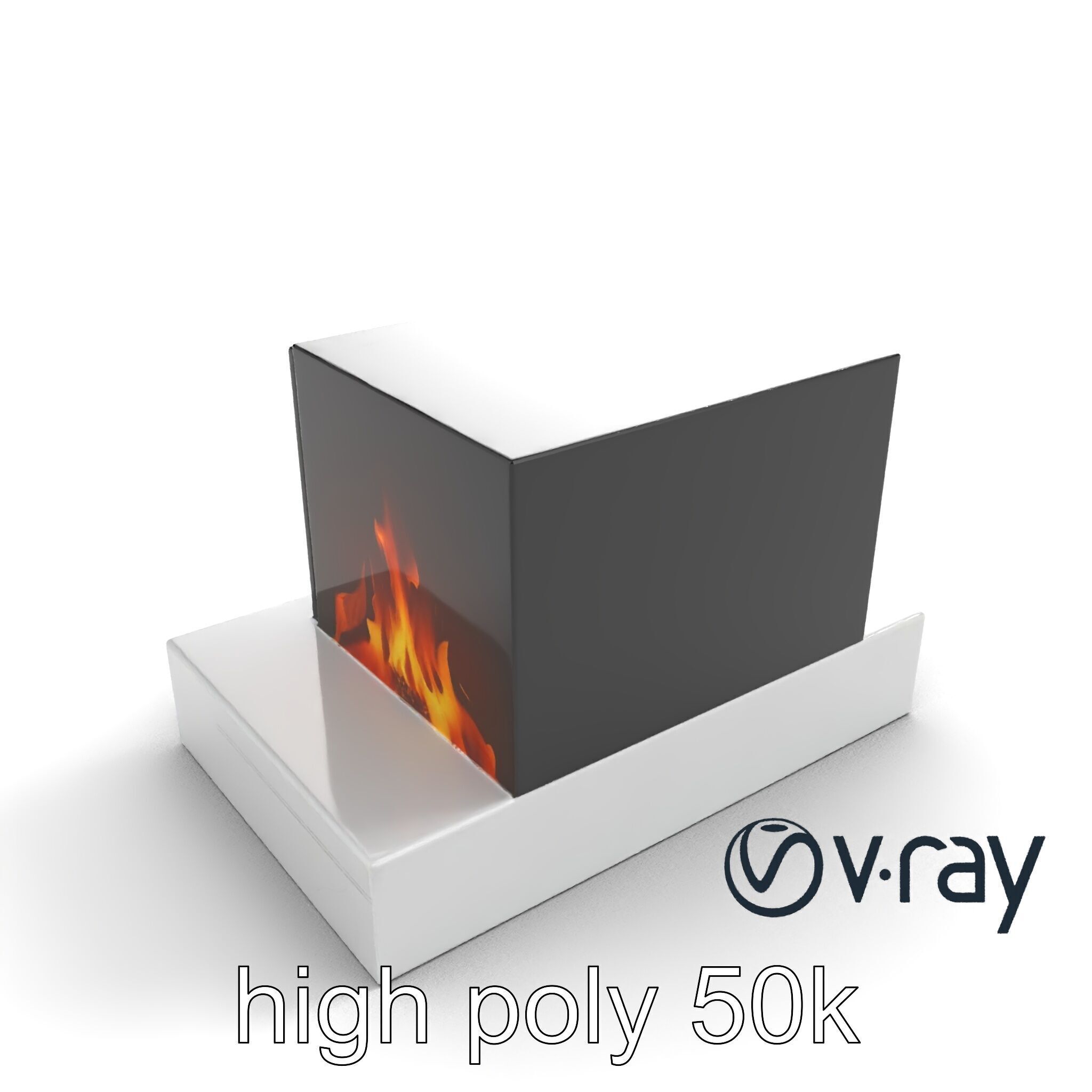 Modern Electric Fireplace with Portal model pack Low-poly 3D model_11