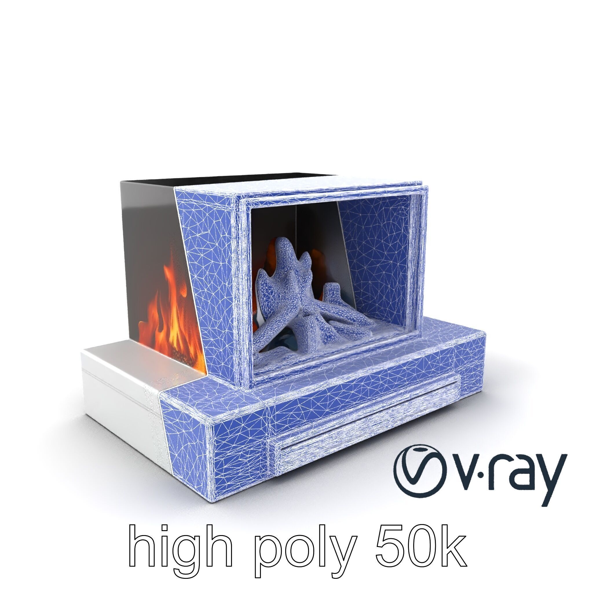 Modern Electric Fireplace with Portal model pack Low-poly 3D model_36