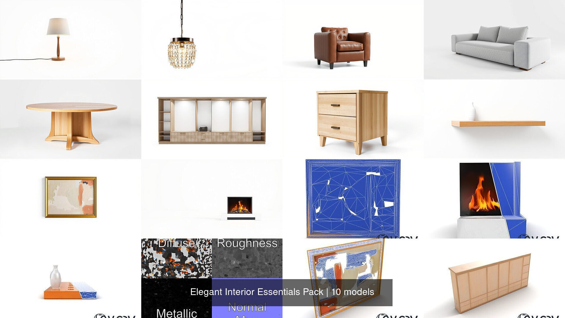 Elegant Interior Essentials Pack 3D Model Collection_33
