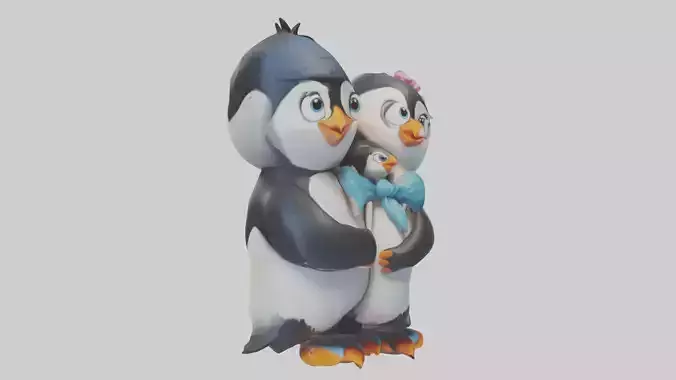 Cartoon Penguin Couple model 3D model