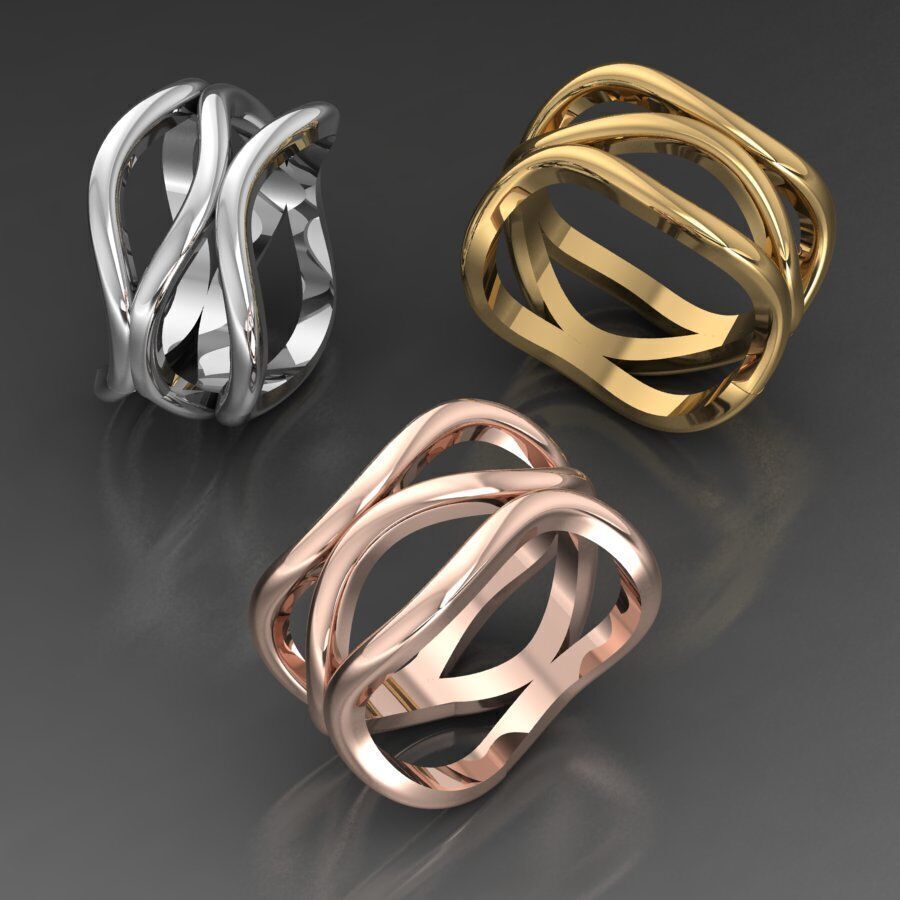 Elegant Wave-Inspired Ring 3D print model_3