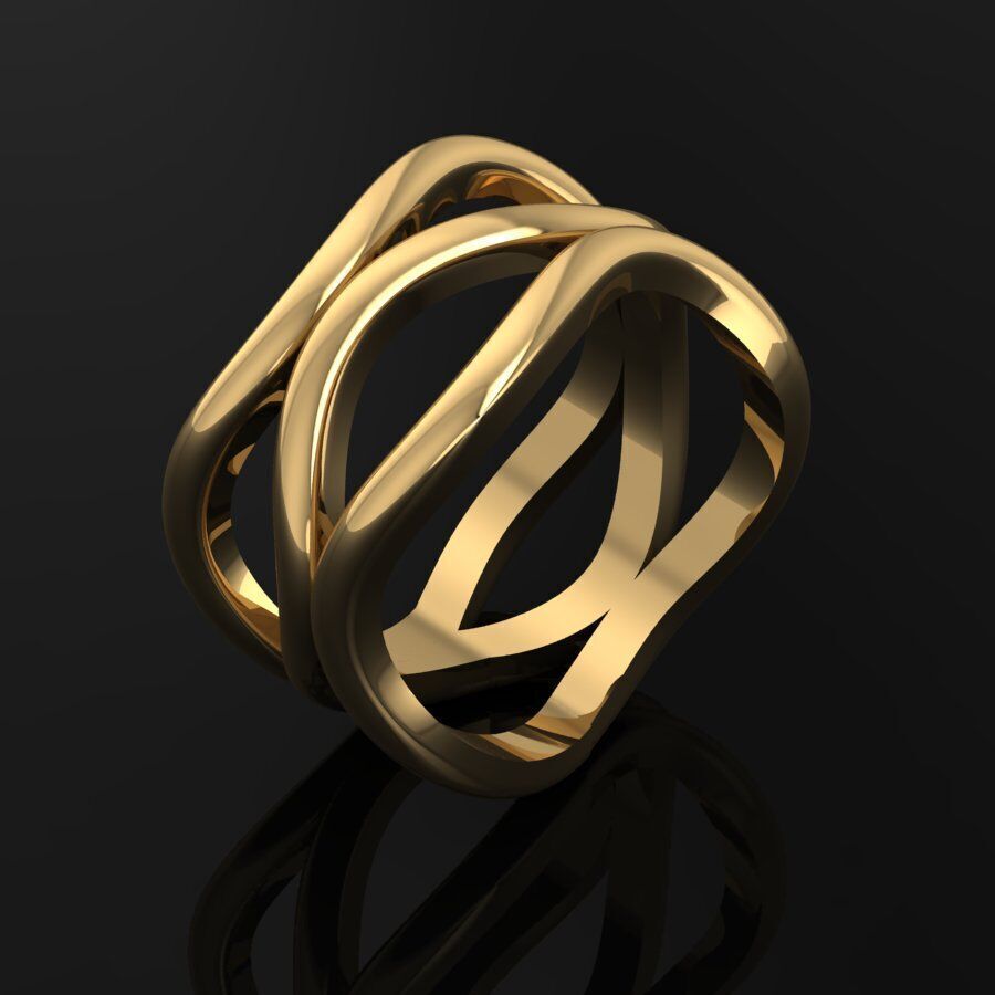 Elegant Wave-Inspired Ring 3D print model_2