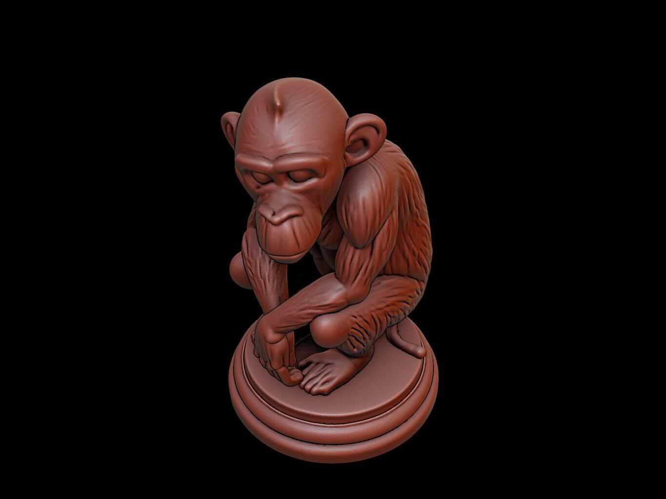 Chimpanzee Animal Figure Printable 3D print model_1