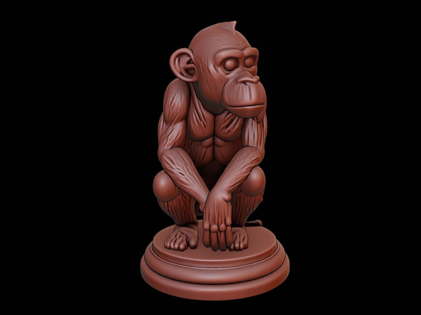 Chimpanzee Animal Figure Printable 3D print model_2