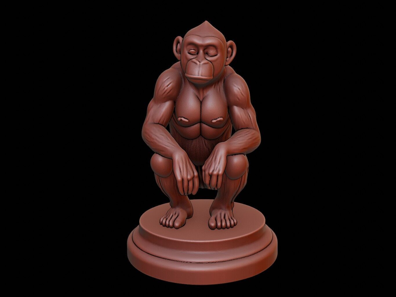Chimpanzee Animal Figure Printable 3D print model_2