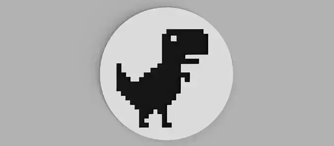Pixelated Dinosaur Game Google Logo Coaster Free 3D print model