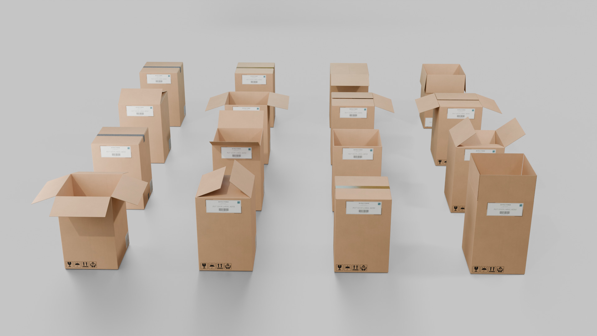 Deep Storage Cardboard Box - Rigged and Fully Customizable Low-poly 3D model_13