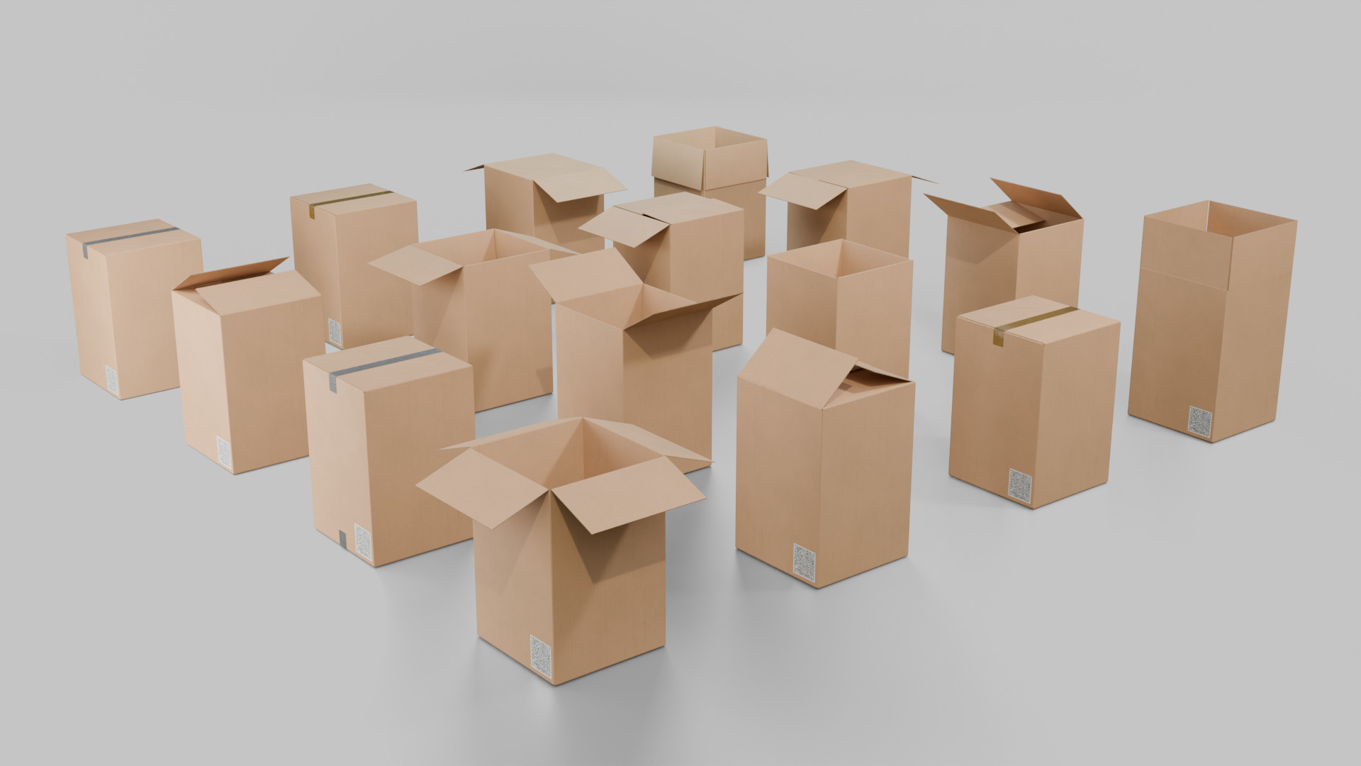 Deep Storage Cardboard Box - Rigged and Fully Customizable Low-poly 3D model_12