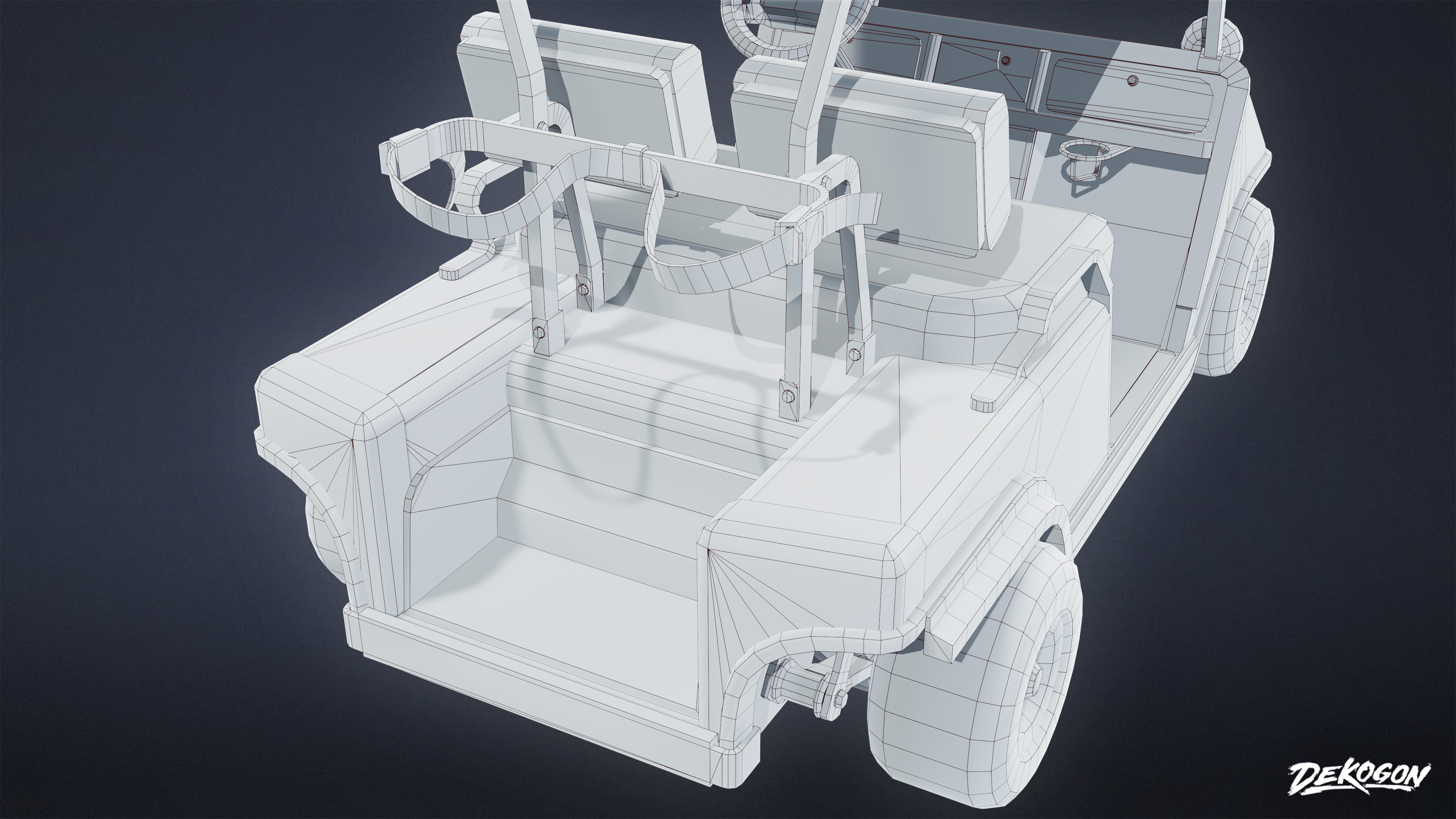 VEHICLES - Golf Cart 01 - LOW POLY AND NANITE Low-poly 3D model_7