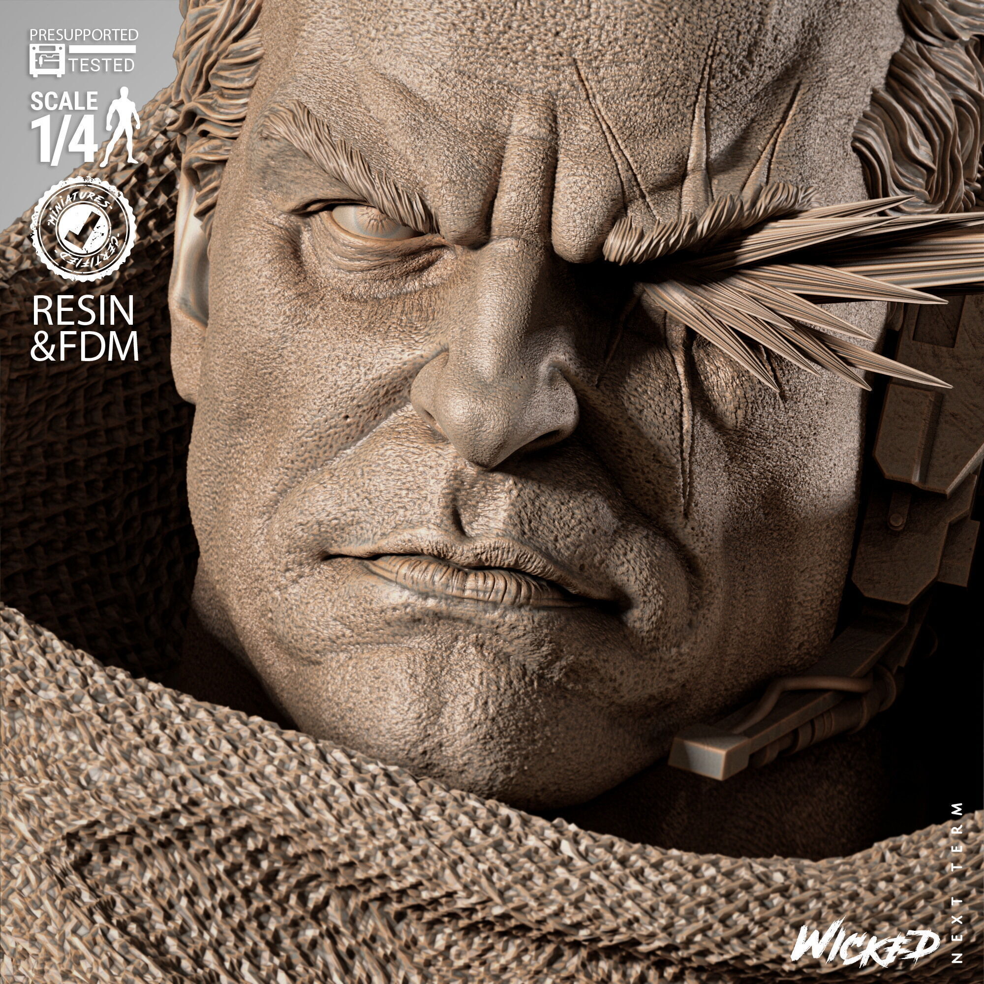 Wicked Marvel Cable Portrait Bust 3D print model_37