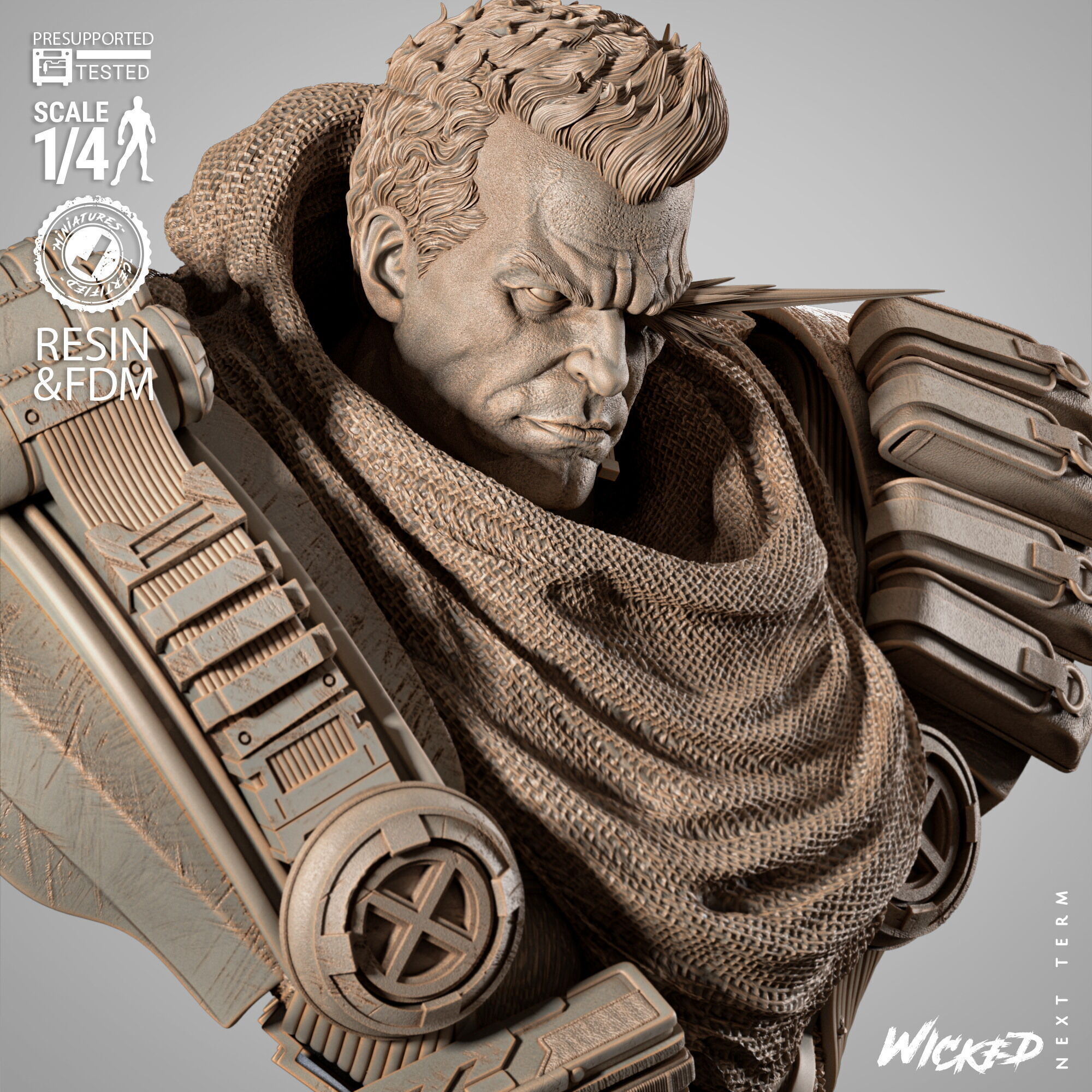 Wicked Marvel Cable Portrait Bust 3D print model_46