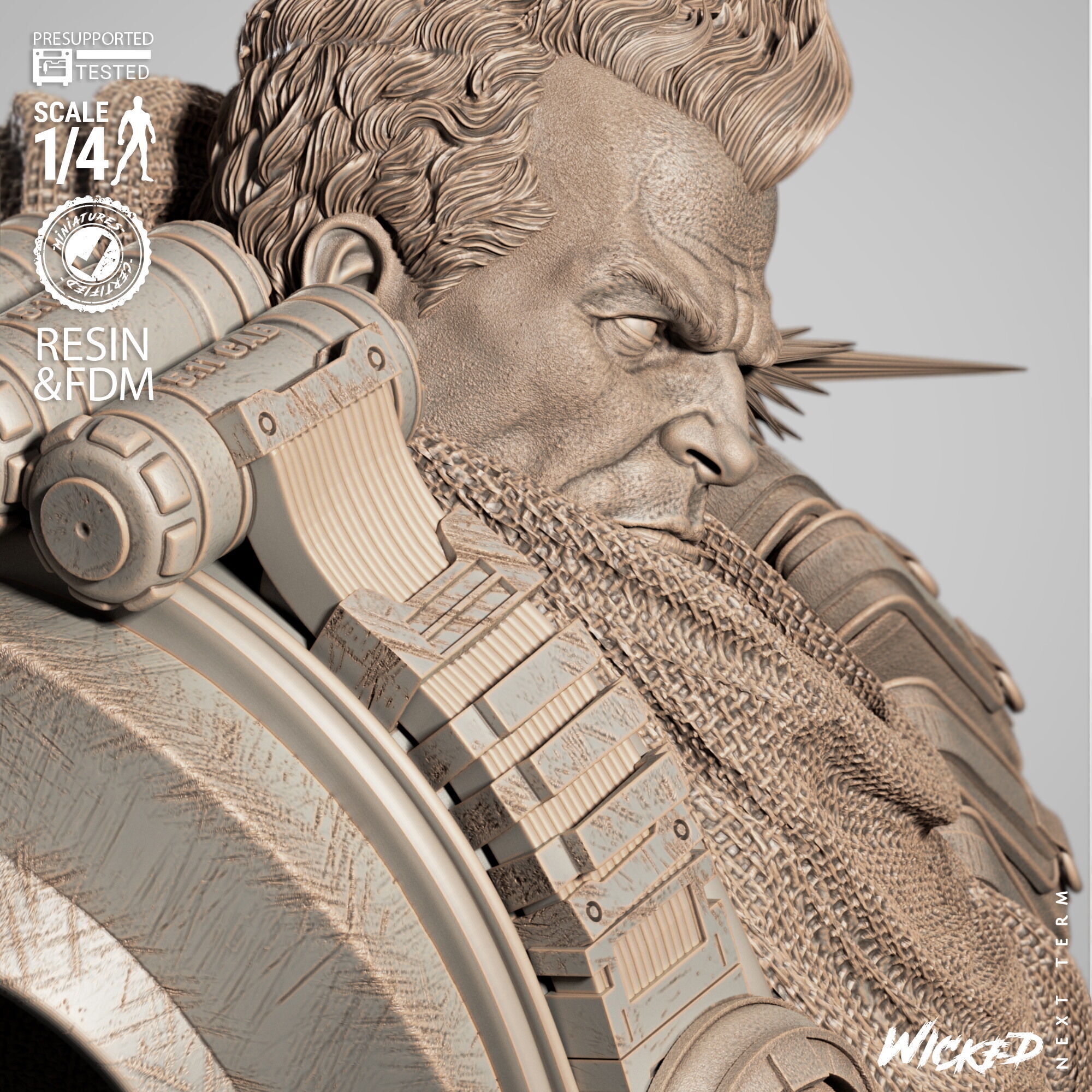 Wicked Marvel Cable Portrait Bust 3D print model_18