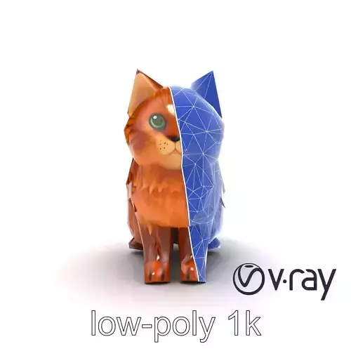 Fluffy Cat Toy Figurine model pack Low-poly 3D model