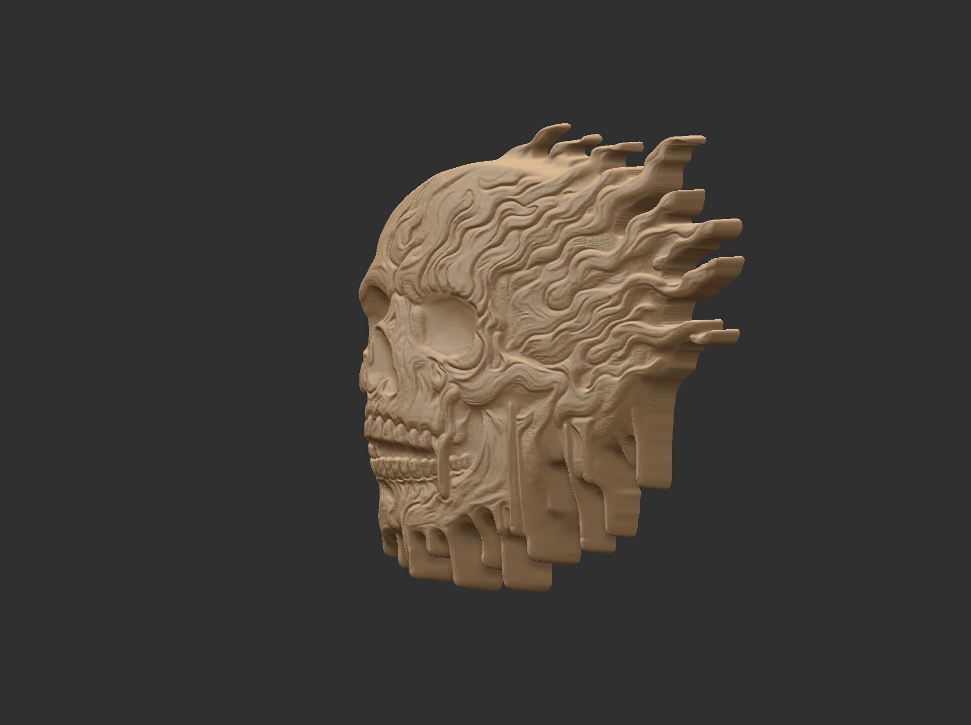 melting skull cnc decor 2  3D print model_20