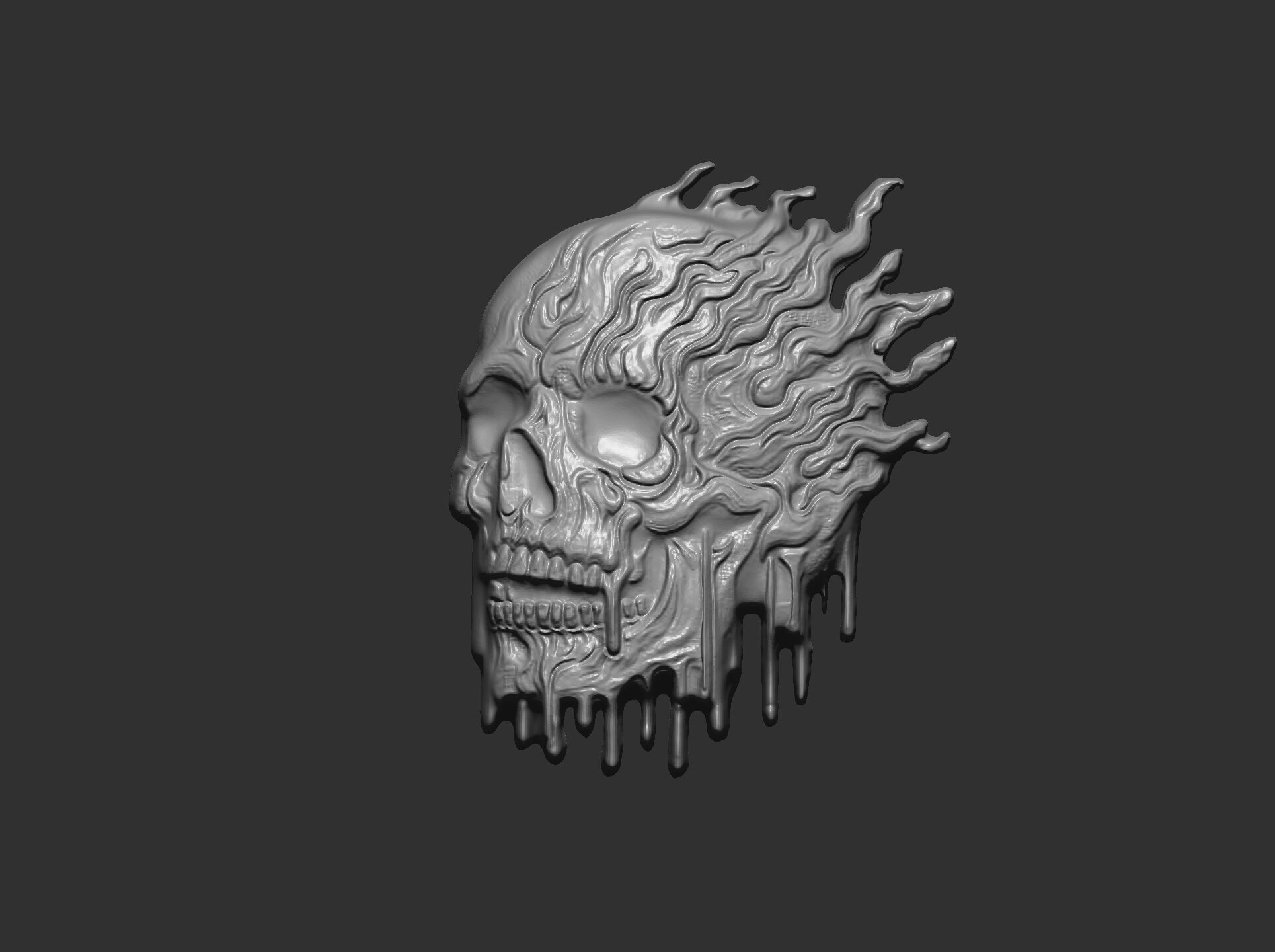 melting skull cnc decor 2  3D print model_14