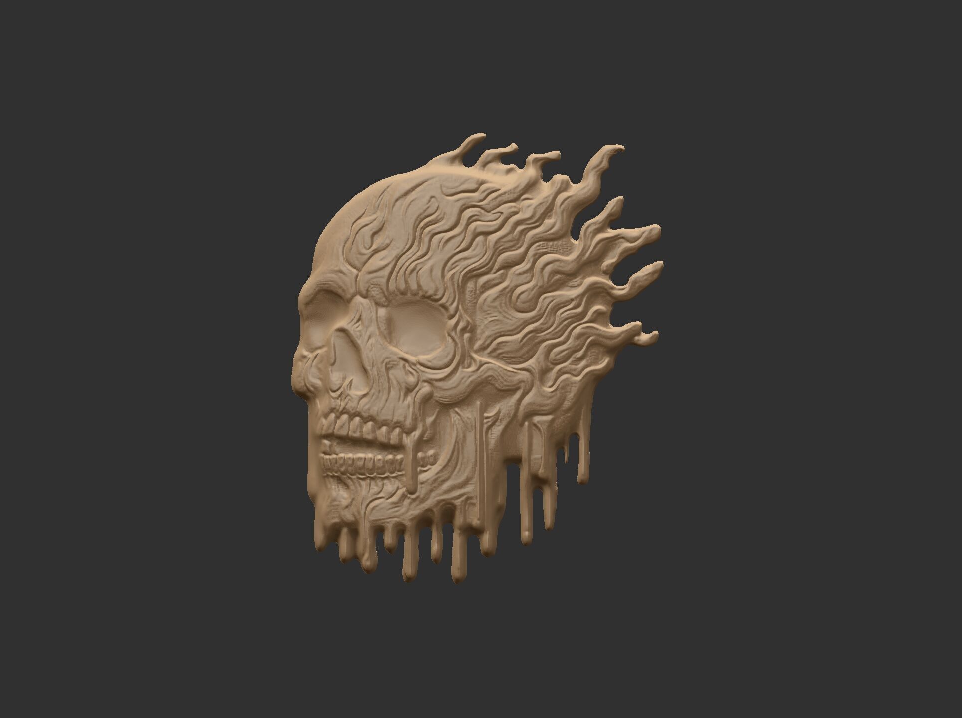 melting skull cnc decor 2  3D print model_11