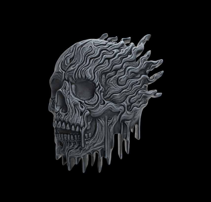 melting skull cnc decor 2  3D print model_2