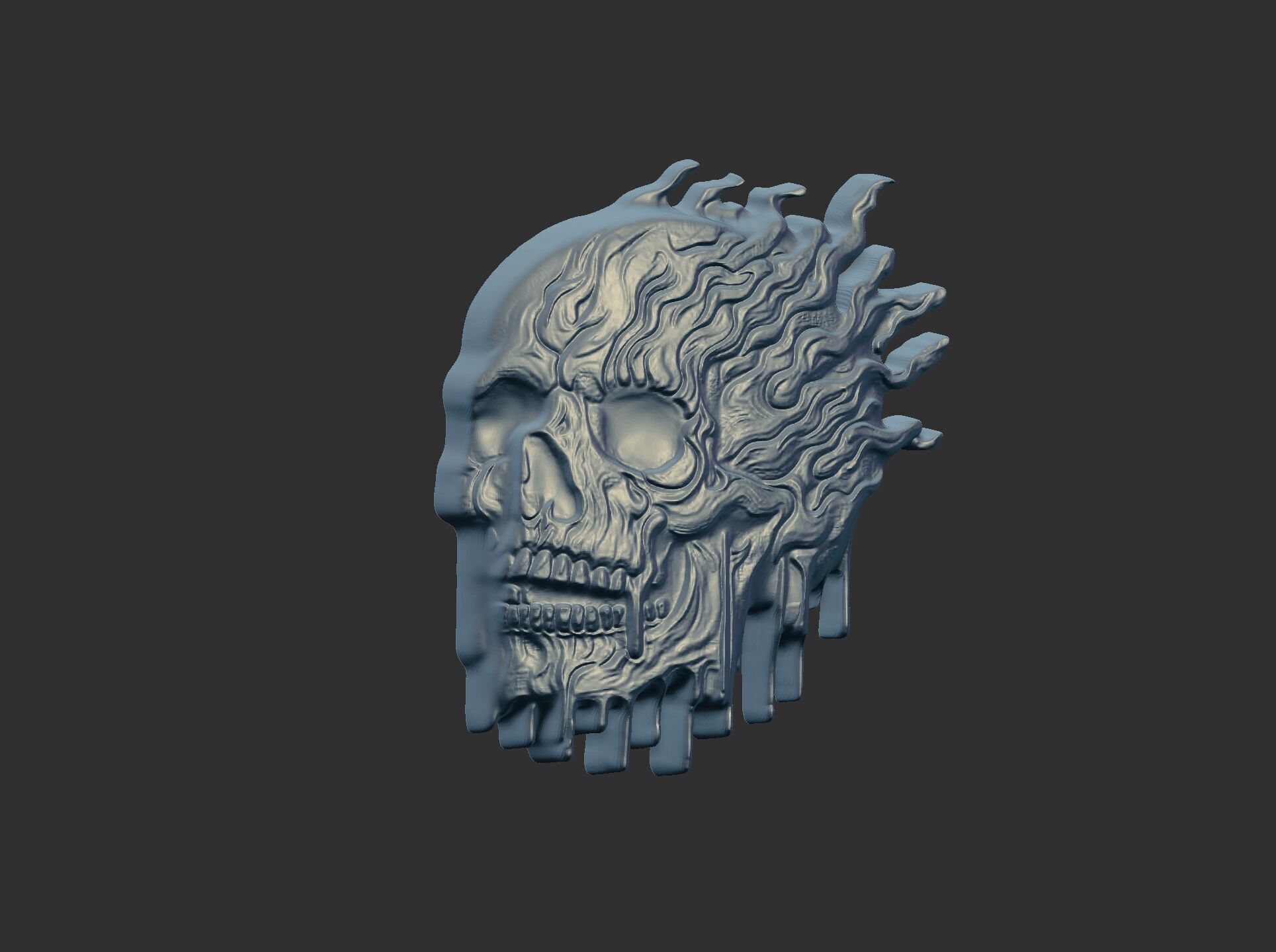 melting skull cnc decor 2  3D print model_8