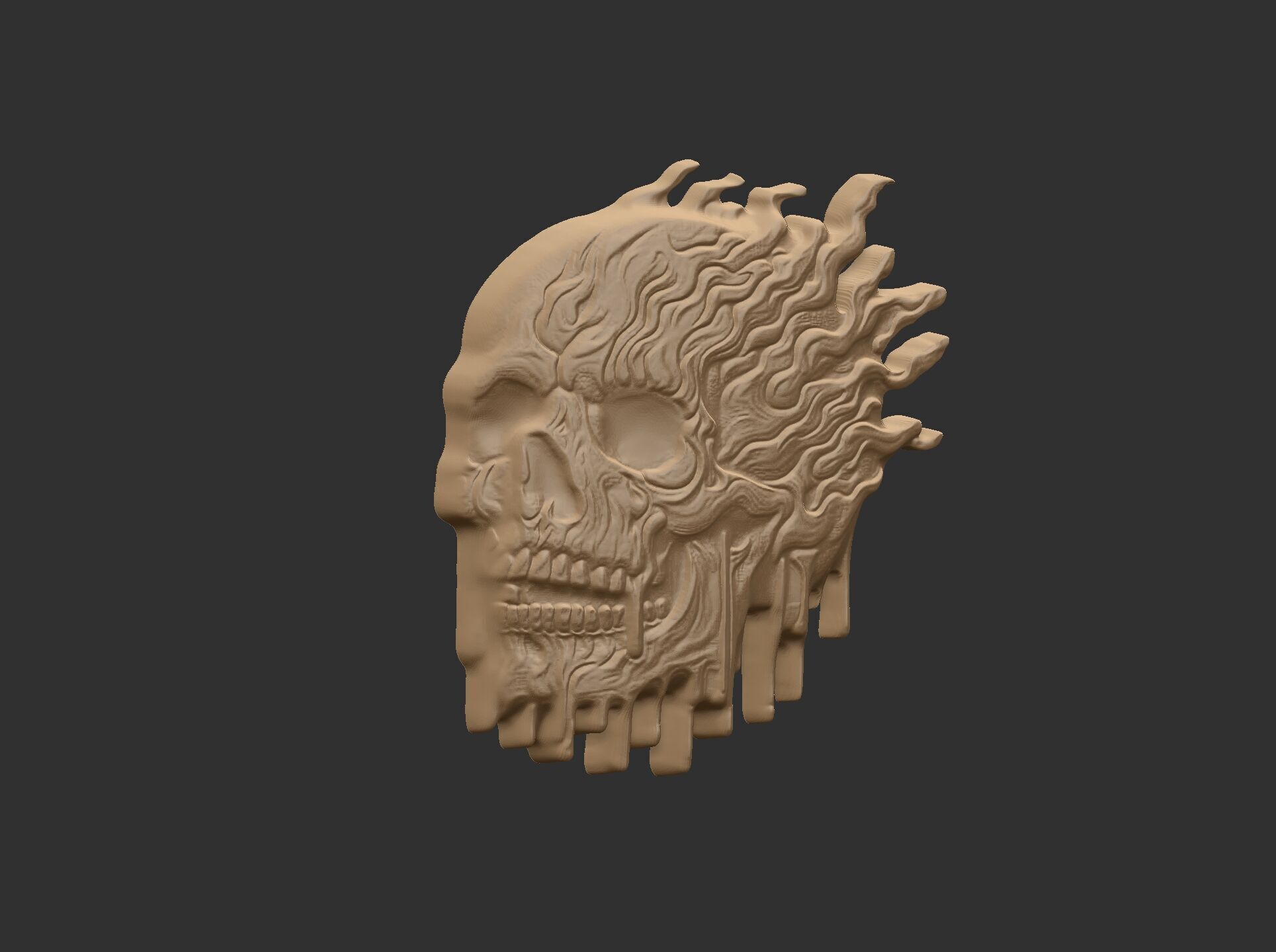 melting skull cnc decor 2  3D print model_10