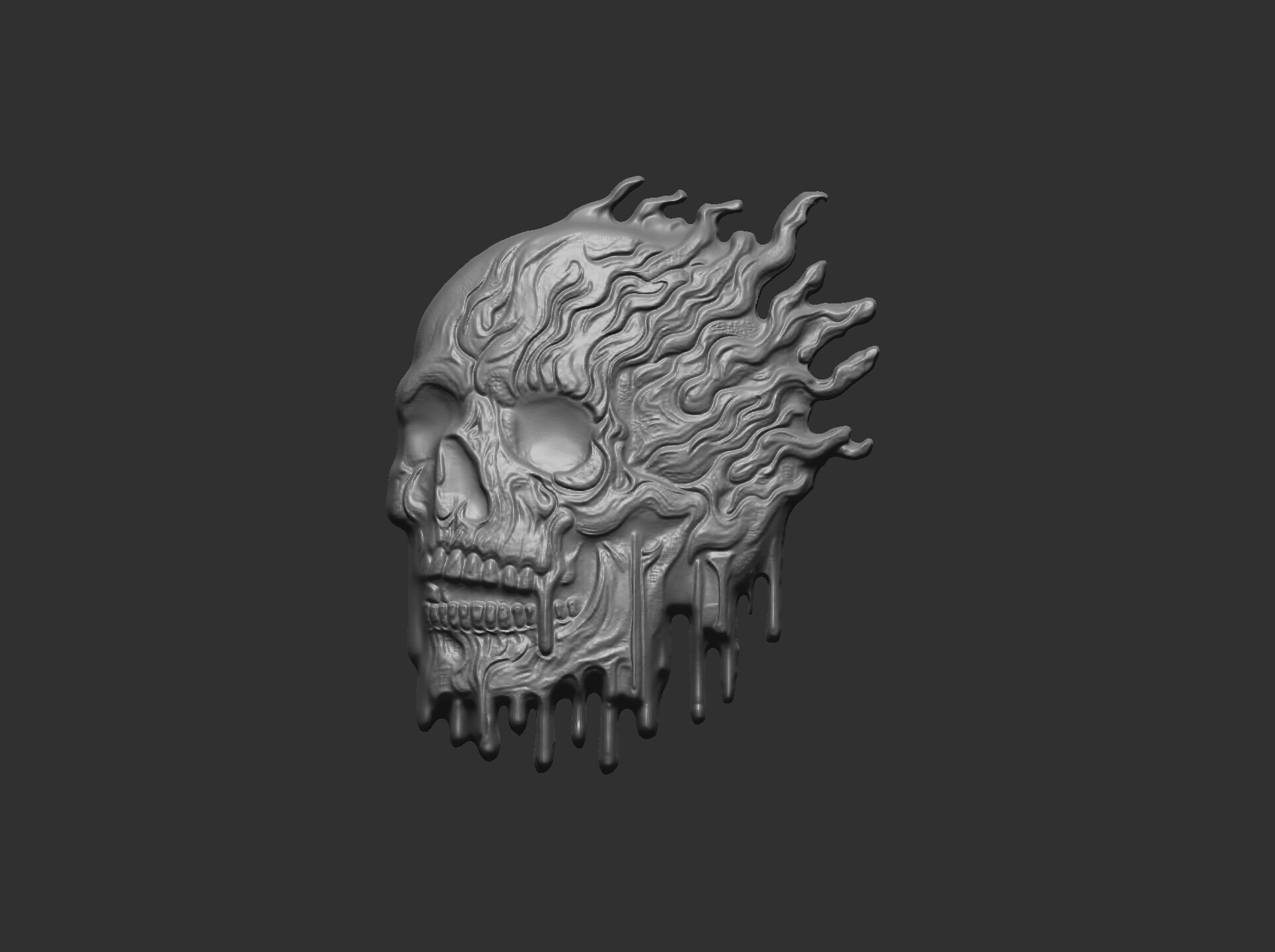 melting skull cnc decor 2  3D print model_5