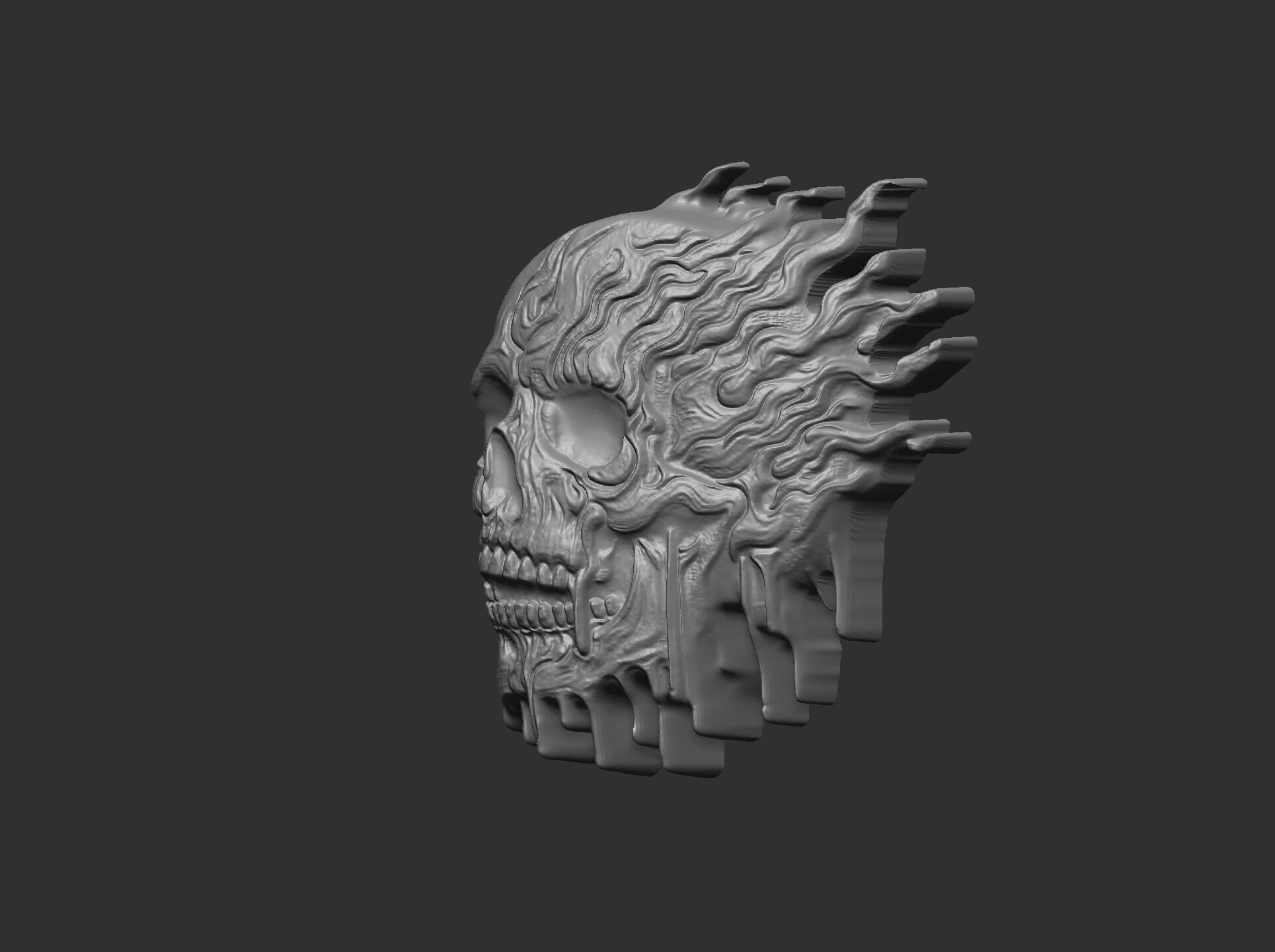 melting skull cnc decor 2  3D print model_4