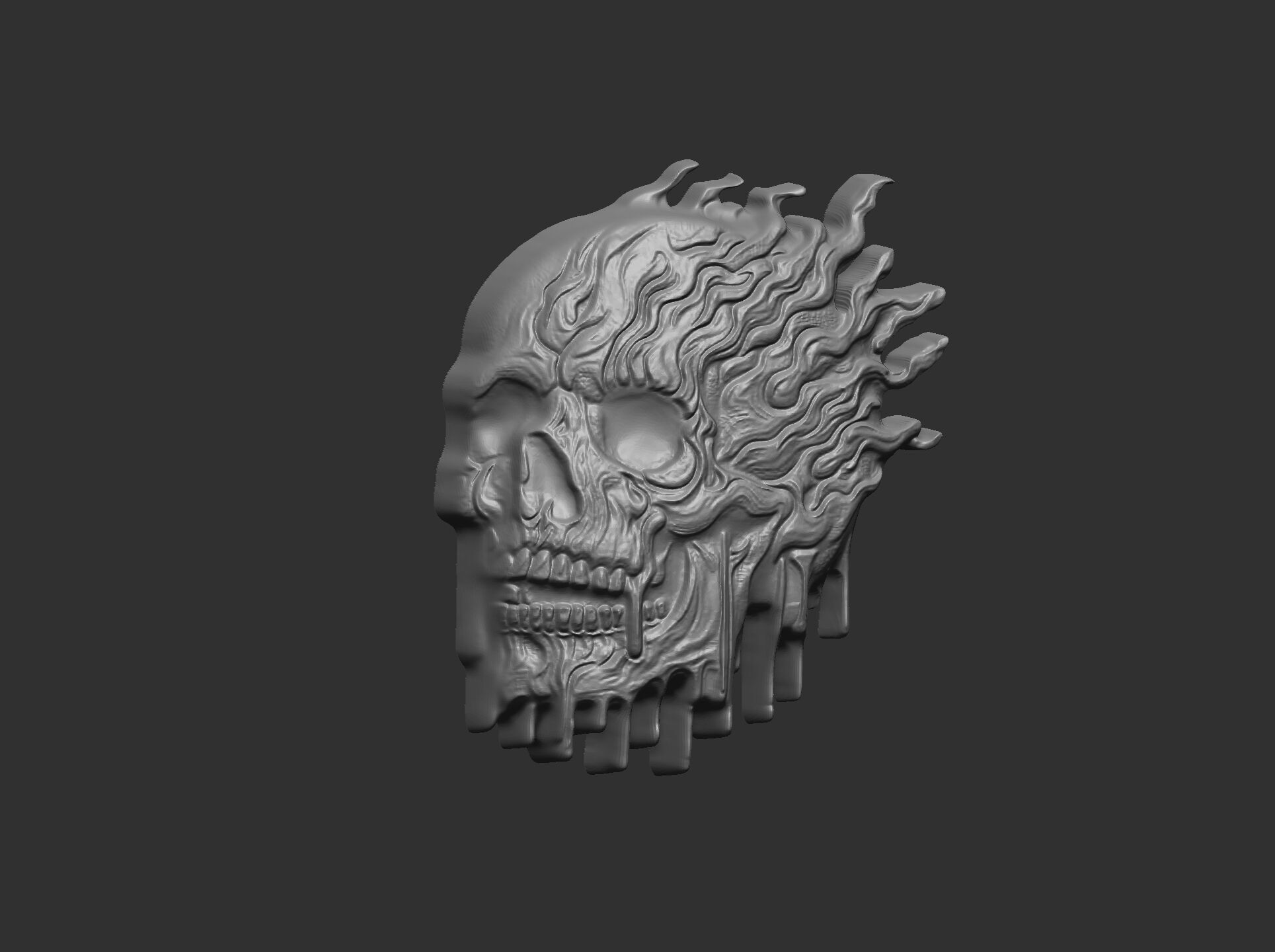melting skull cnc decor 2  3D print model_6
