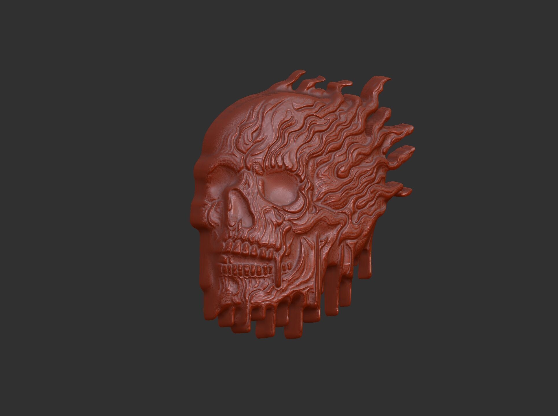melting skull cnc decor 2  3D print model_7